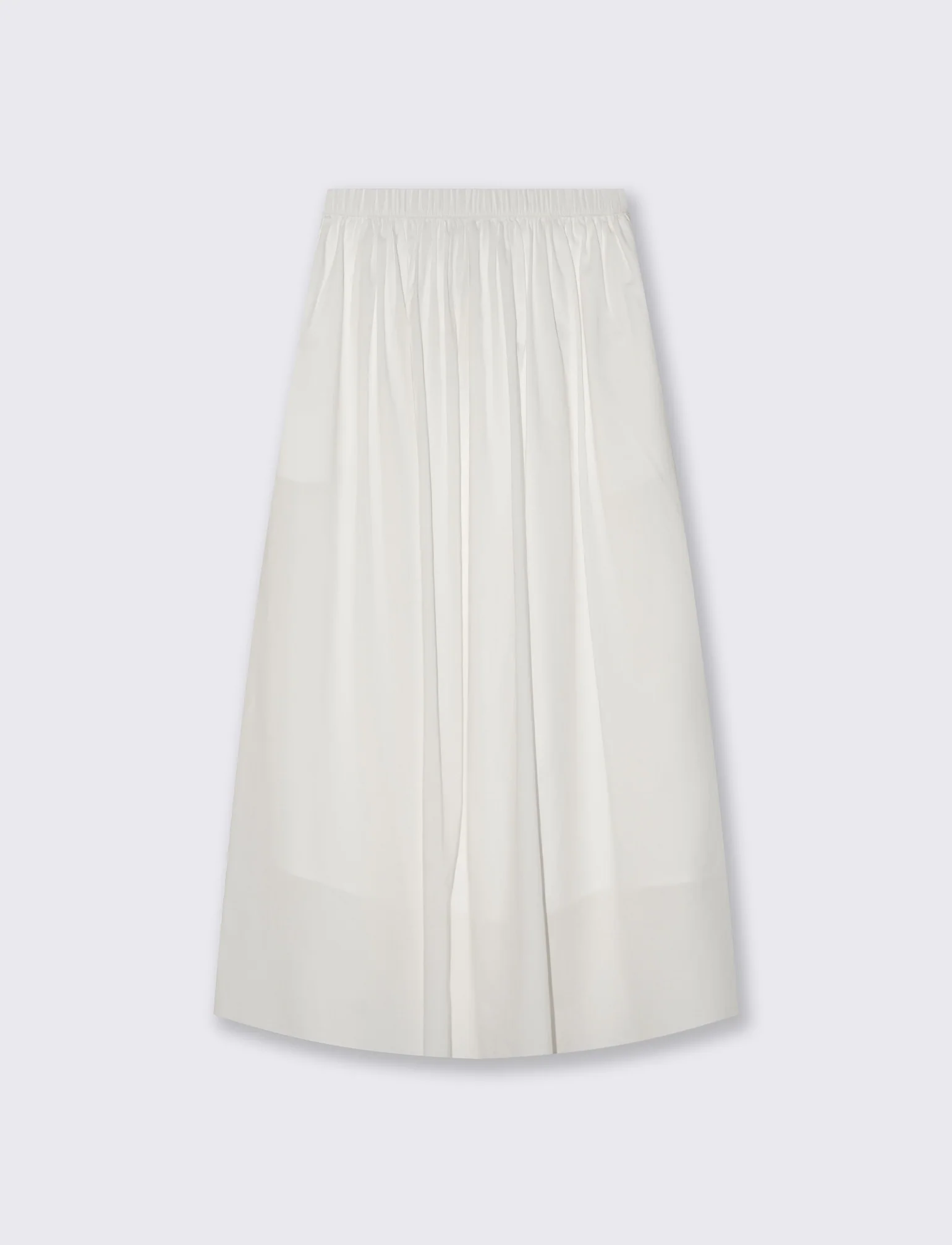 Gonna lunga in cotone con vita arricciata - Bianco - Image 2