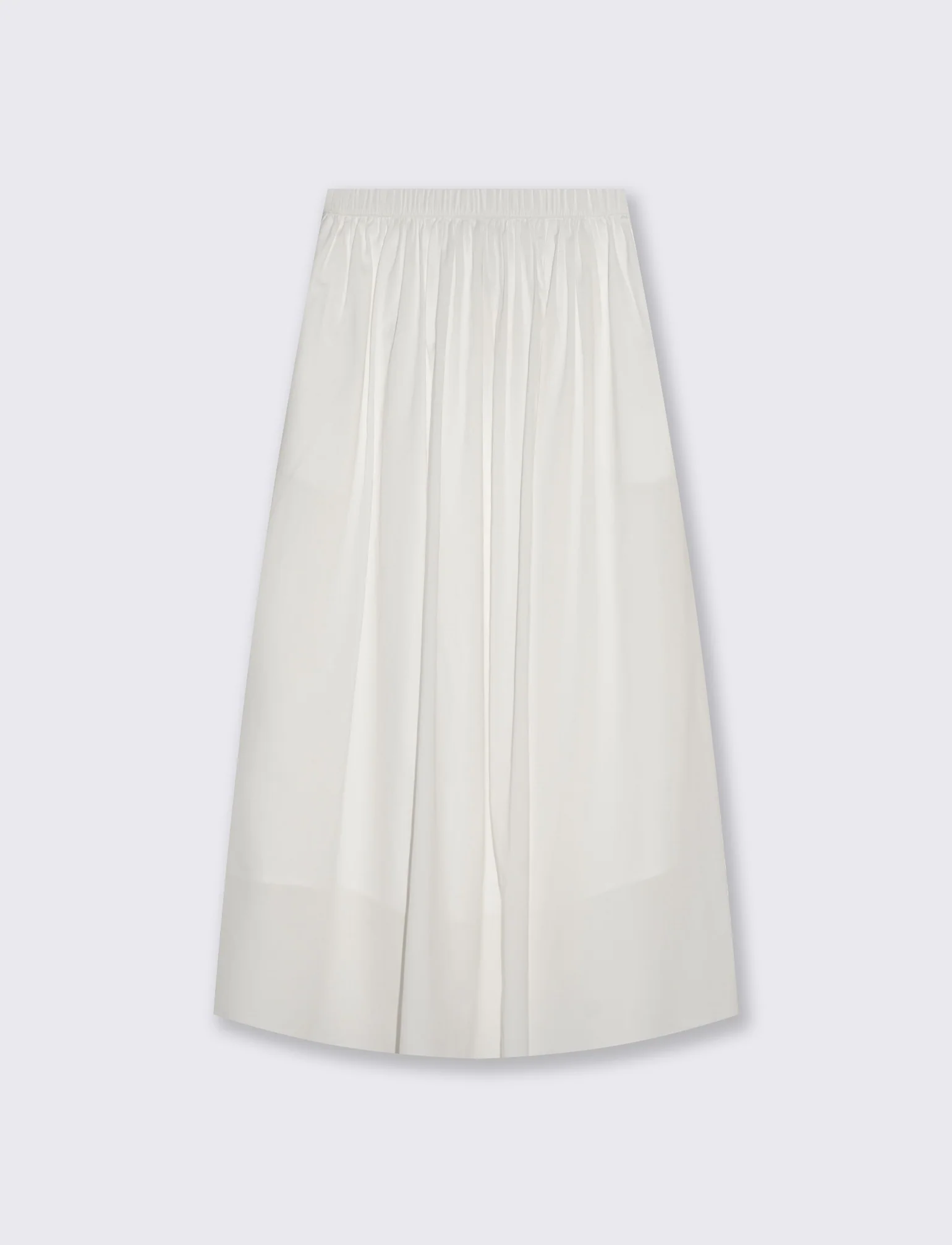 Gonna lunga in cotone con vita arricciata - Bianco - Image 4