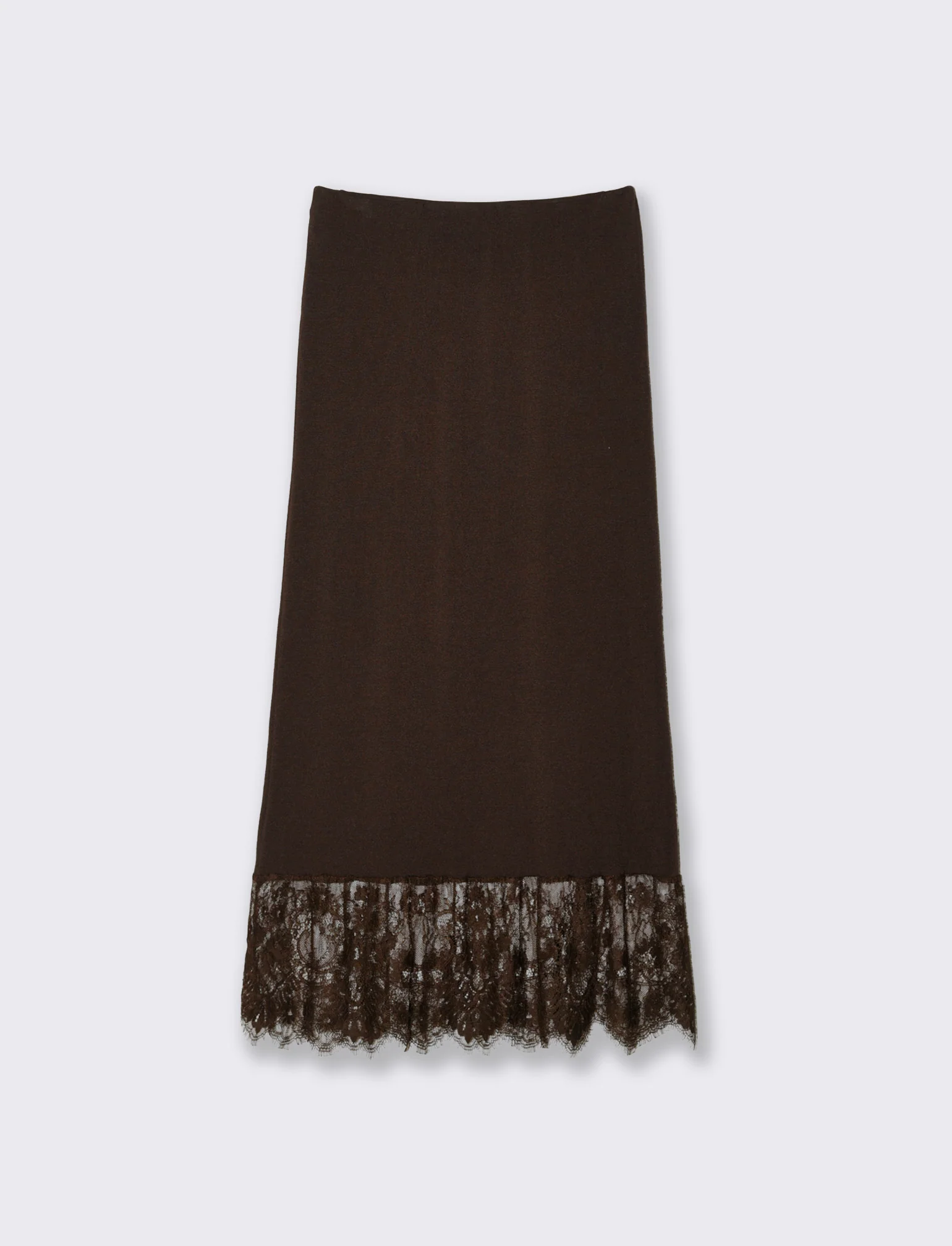 Gonna lunga in maglia con pizzo al fondo - Moro - Image 2