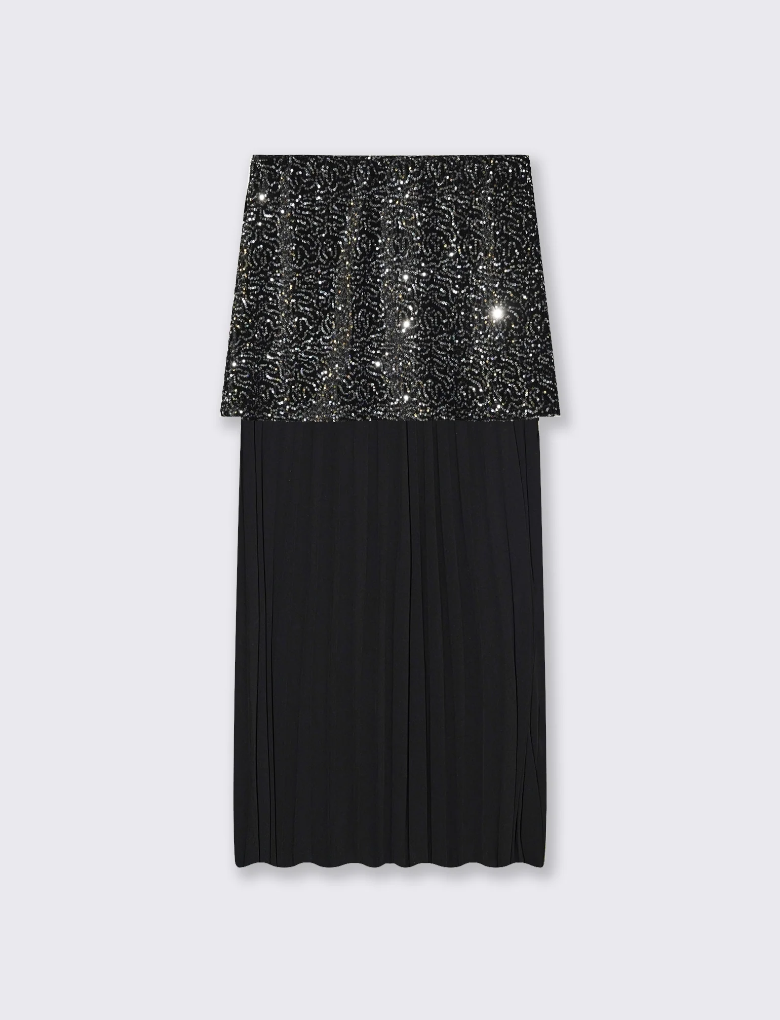 Gonna midi in paillettes e georgette - Argento - Image 2