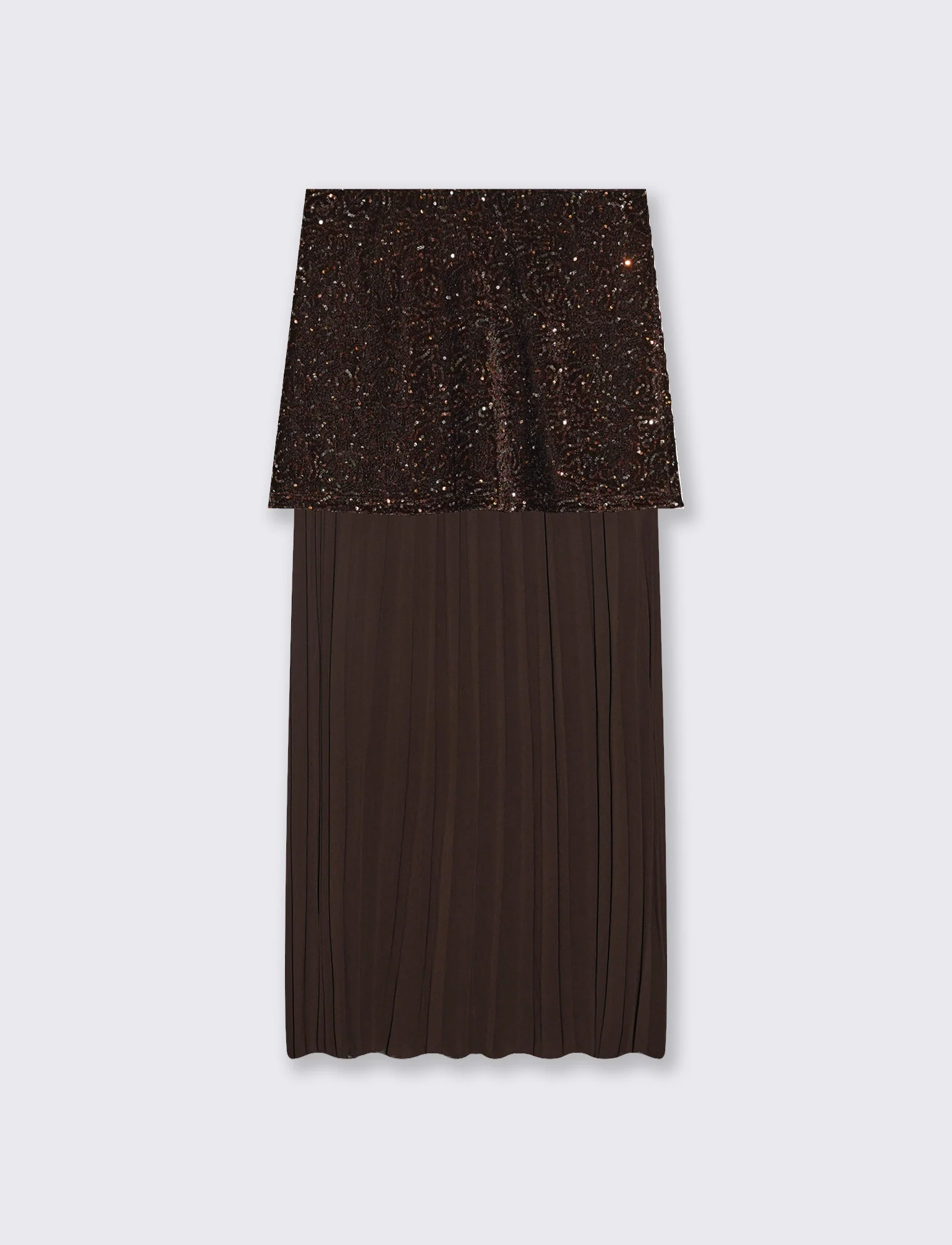 Gonna midi in paillettes e georgette - Moro