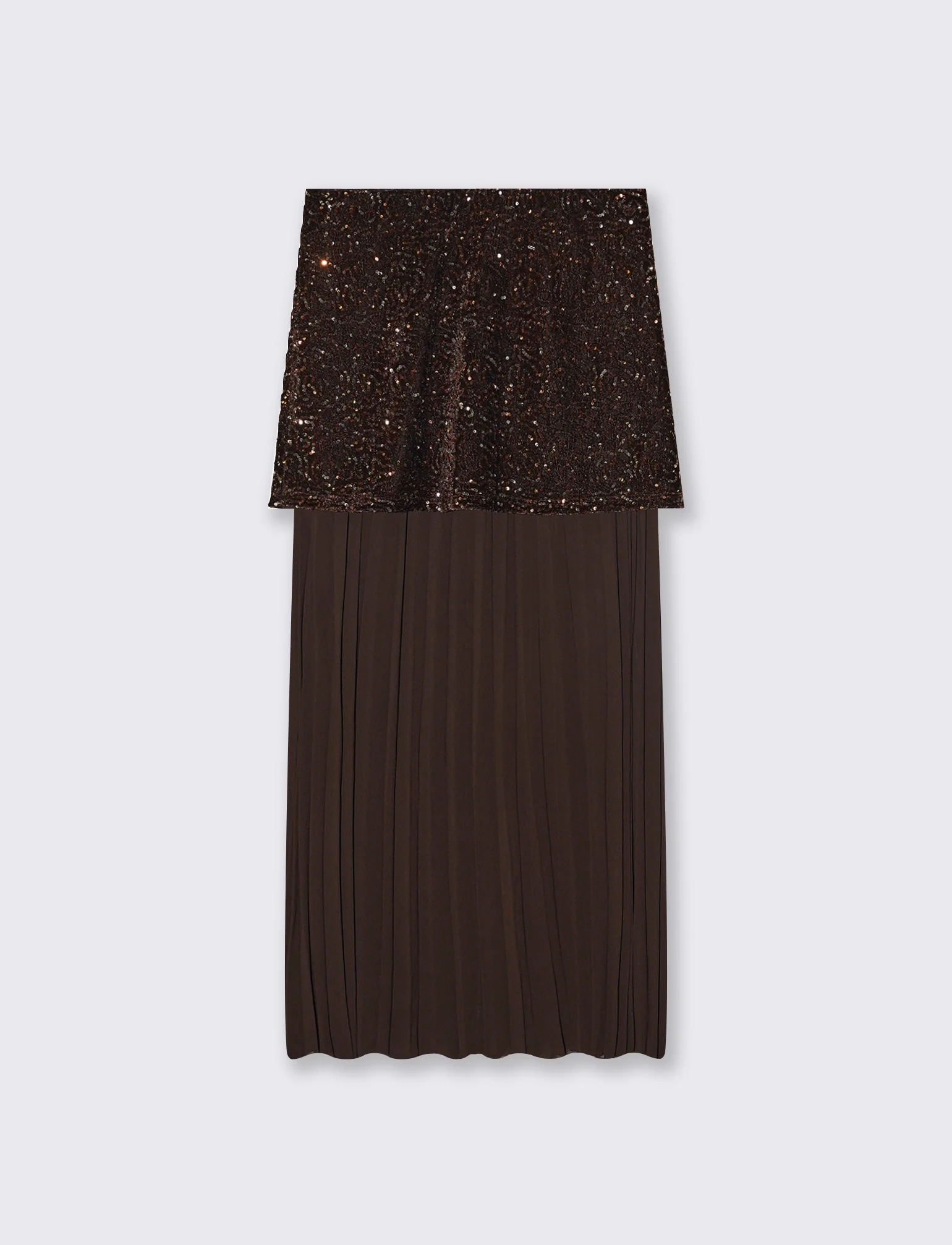 Gonna midi in paillettes e georgette - Moro - Image 4