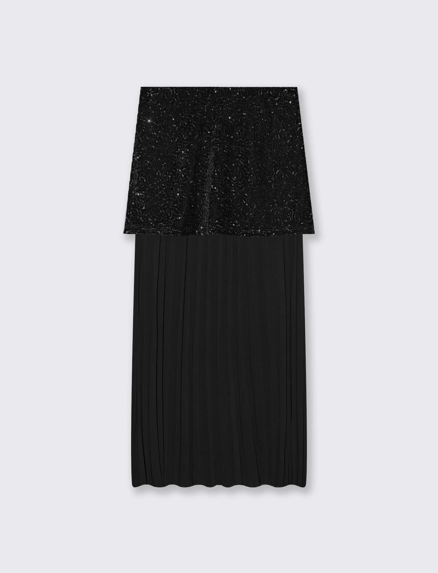 Gonna midi in paillettes e georgette - Nero - Image 2