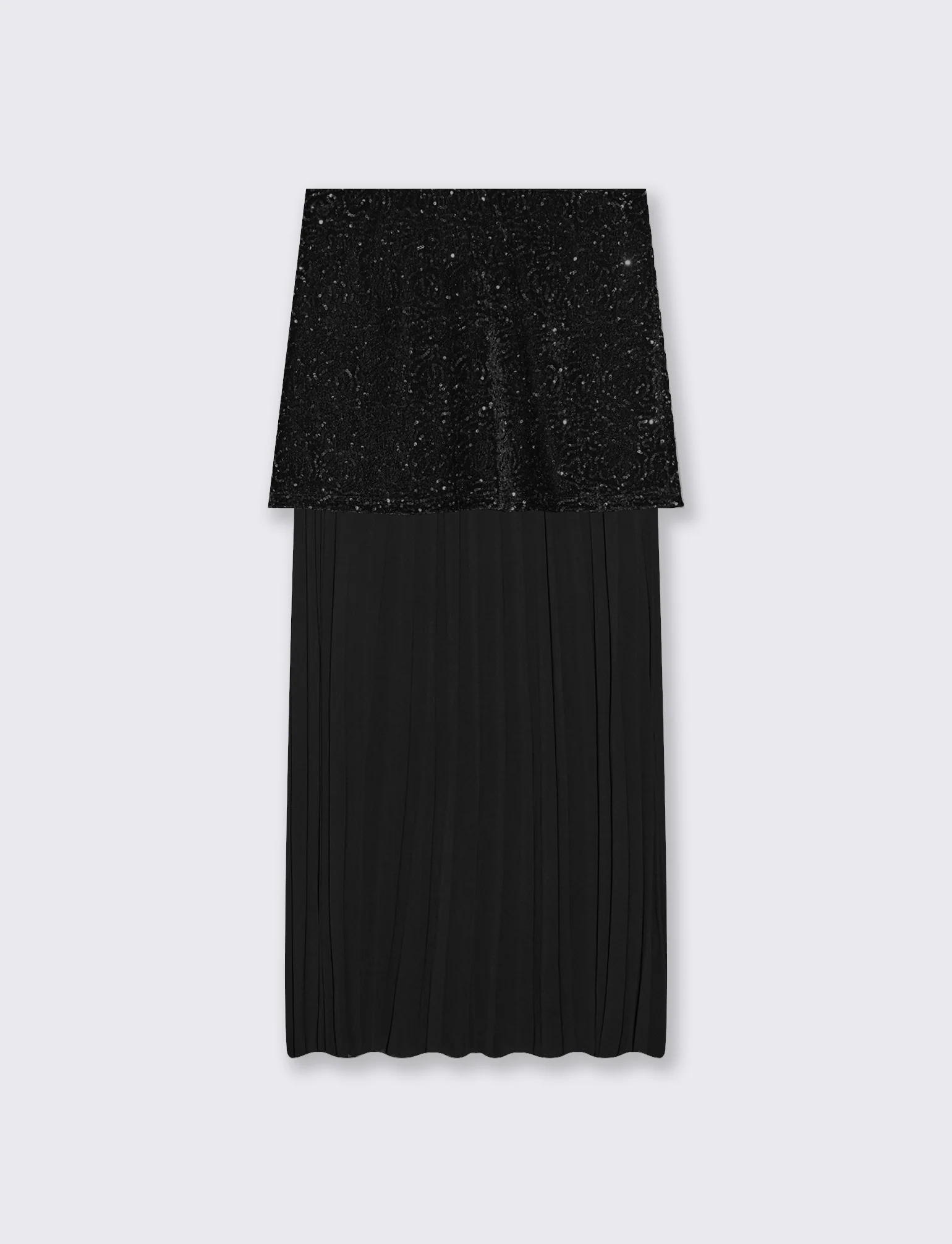 Gonna midi in paillettes e georgette - Nero - Image 3