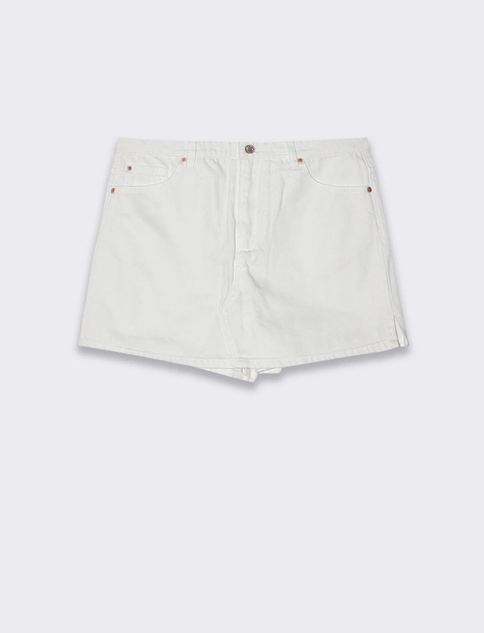 Gonna pantalone in denim da donna - Bianco - Image 4