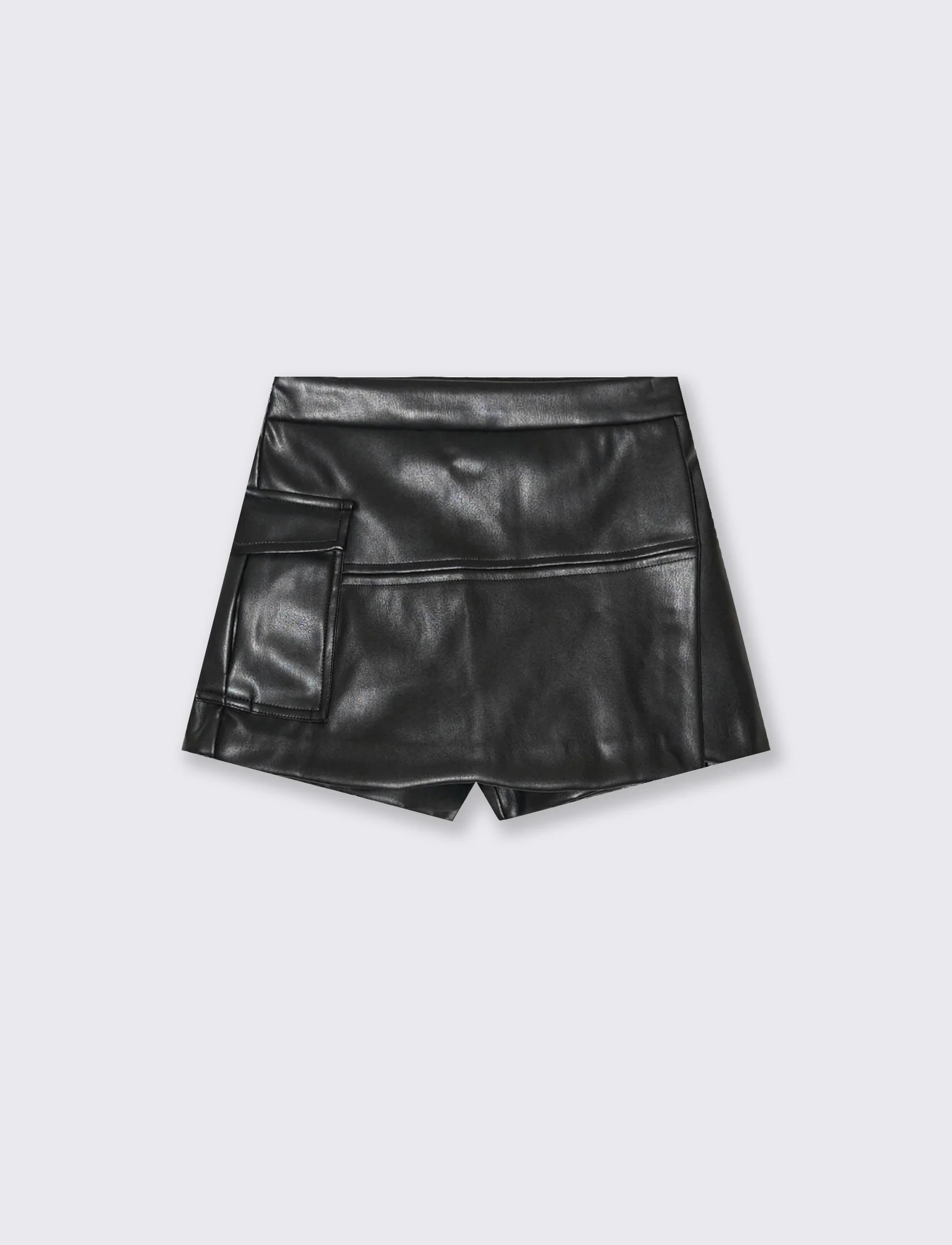 Gonna pantalone in finta pelle. - Nero - Image 2