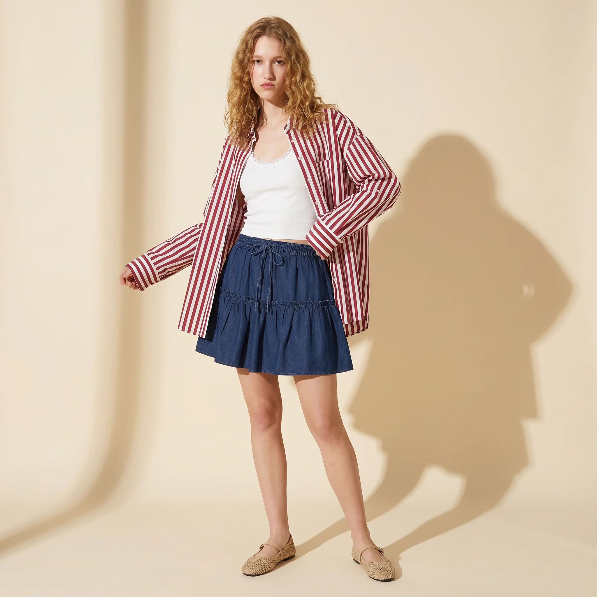 Gonna Pantalone in Lyocell con Elastico - DENIM SCURO - Image 3