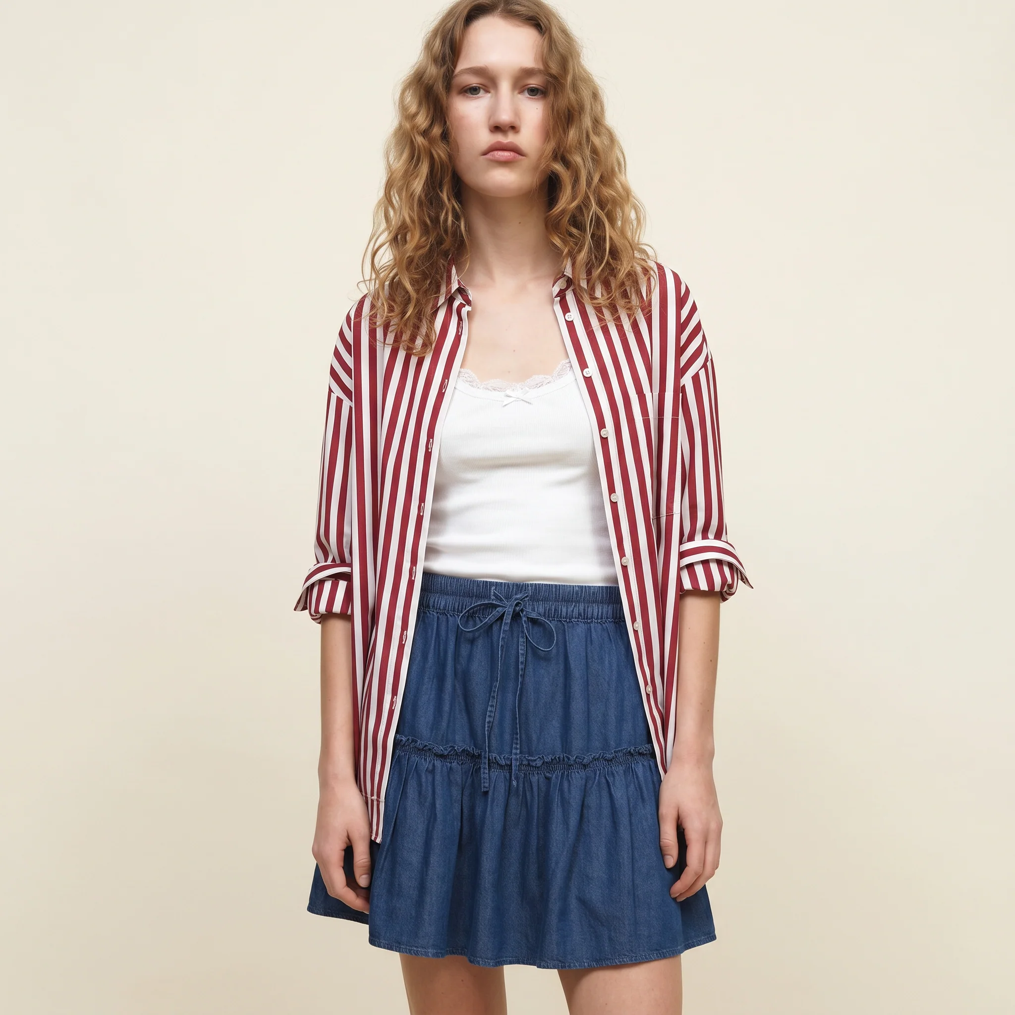 Gonna Pantalone in Lyocell con Elastico - DENIM SCURO - Image 4