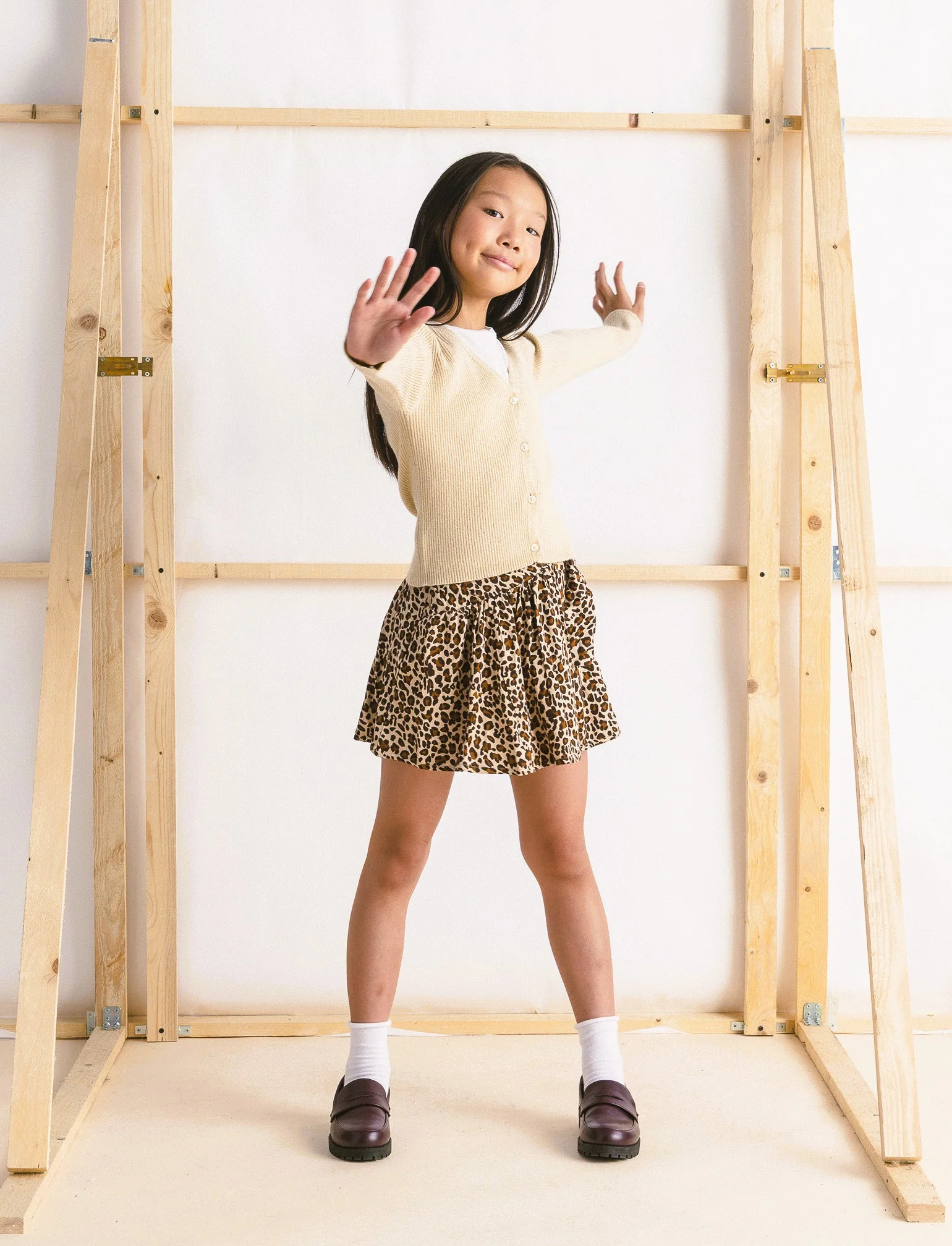 Gonna stampata elegante da bambina. - Leopardato - Image 2