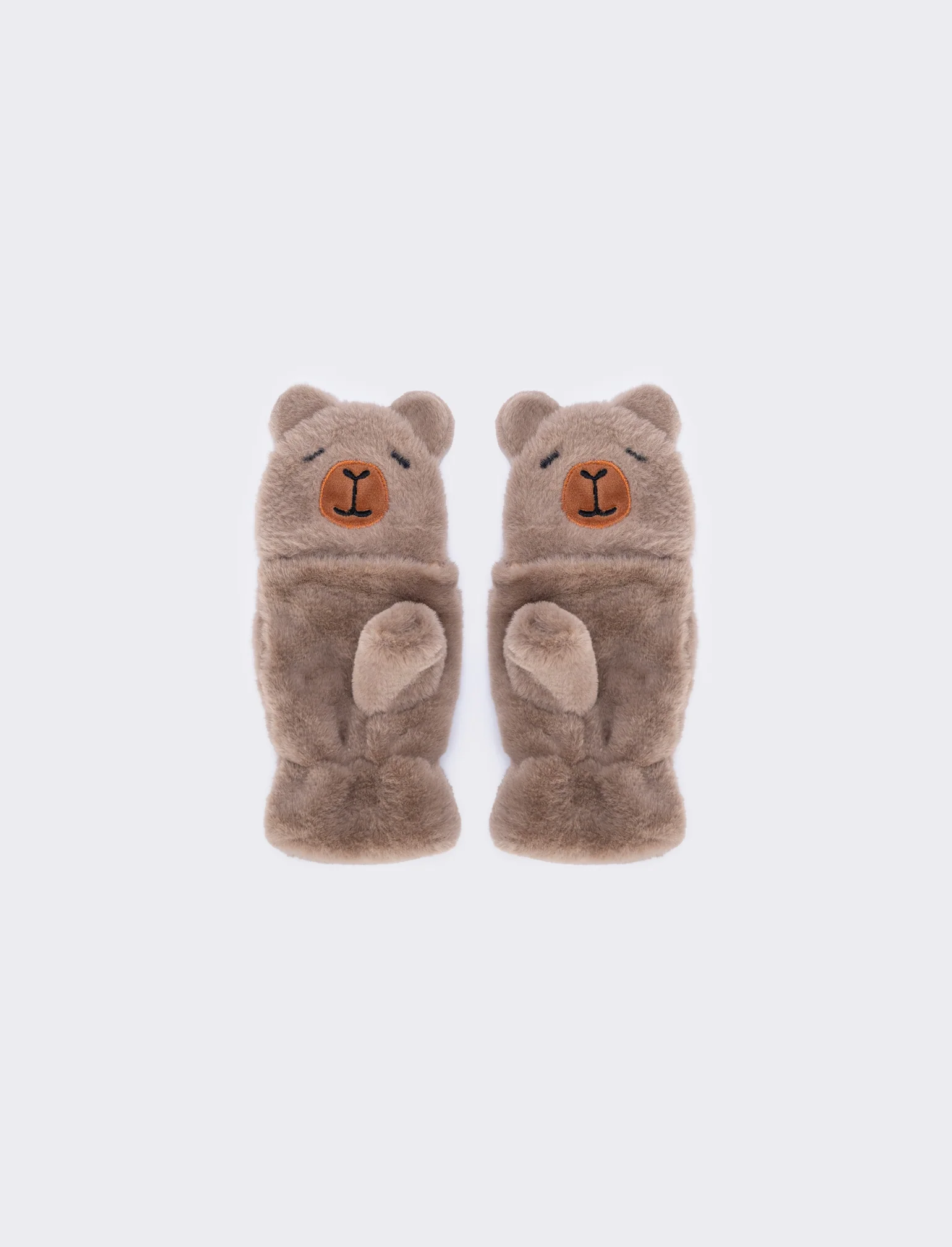 Guanti bambina animalier in finta pelliccia - Beige