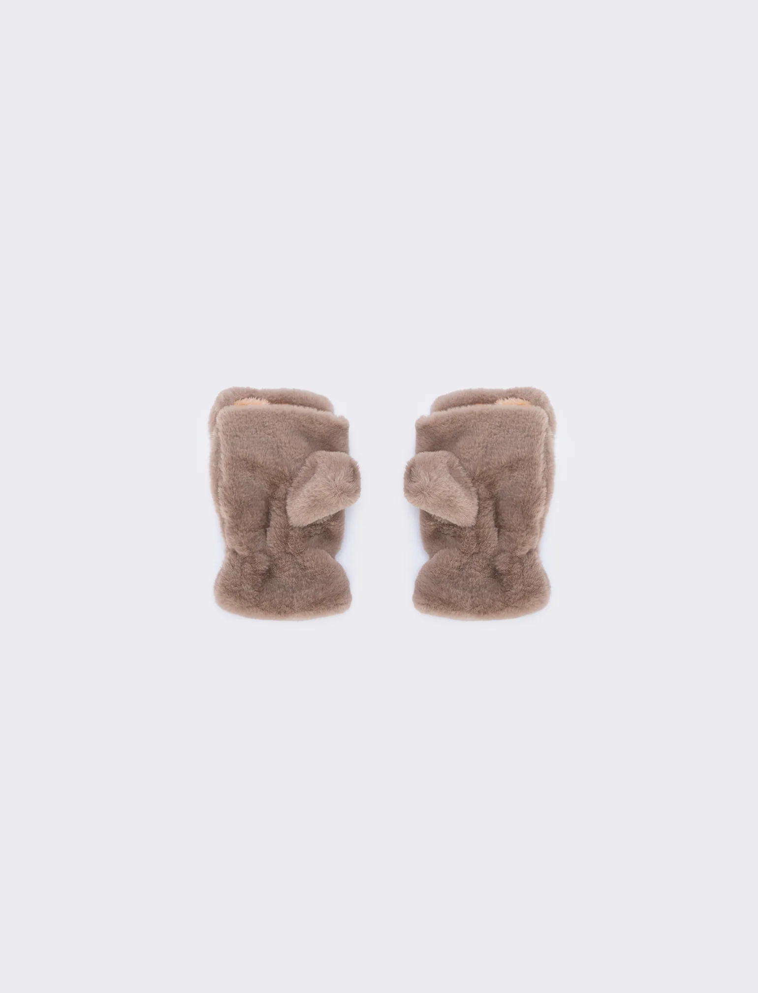Guanti bambina animalier in finta pelliccia - Beige - Image 3