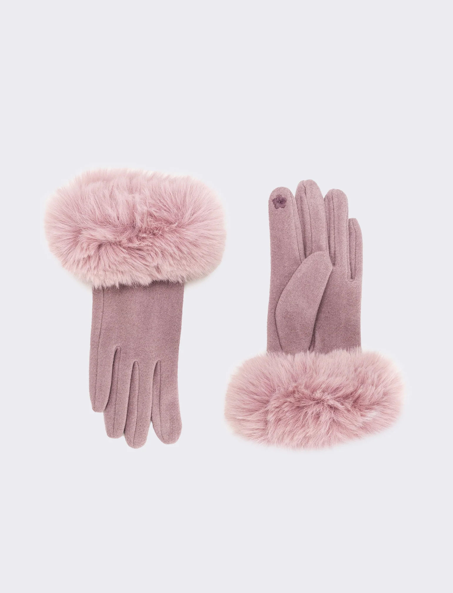 Guanti con polsino in pelliccia sintetica - Rosa - Image 2
