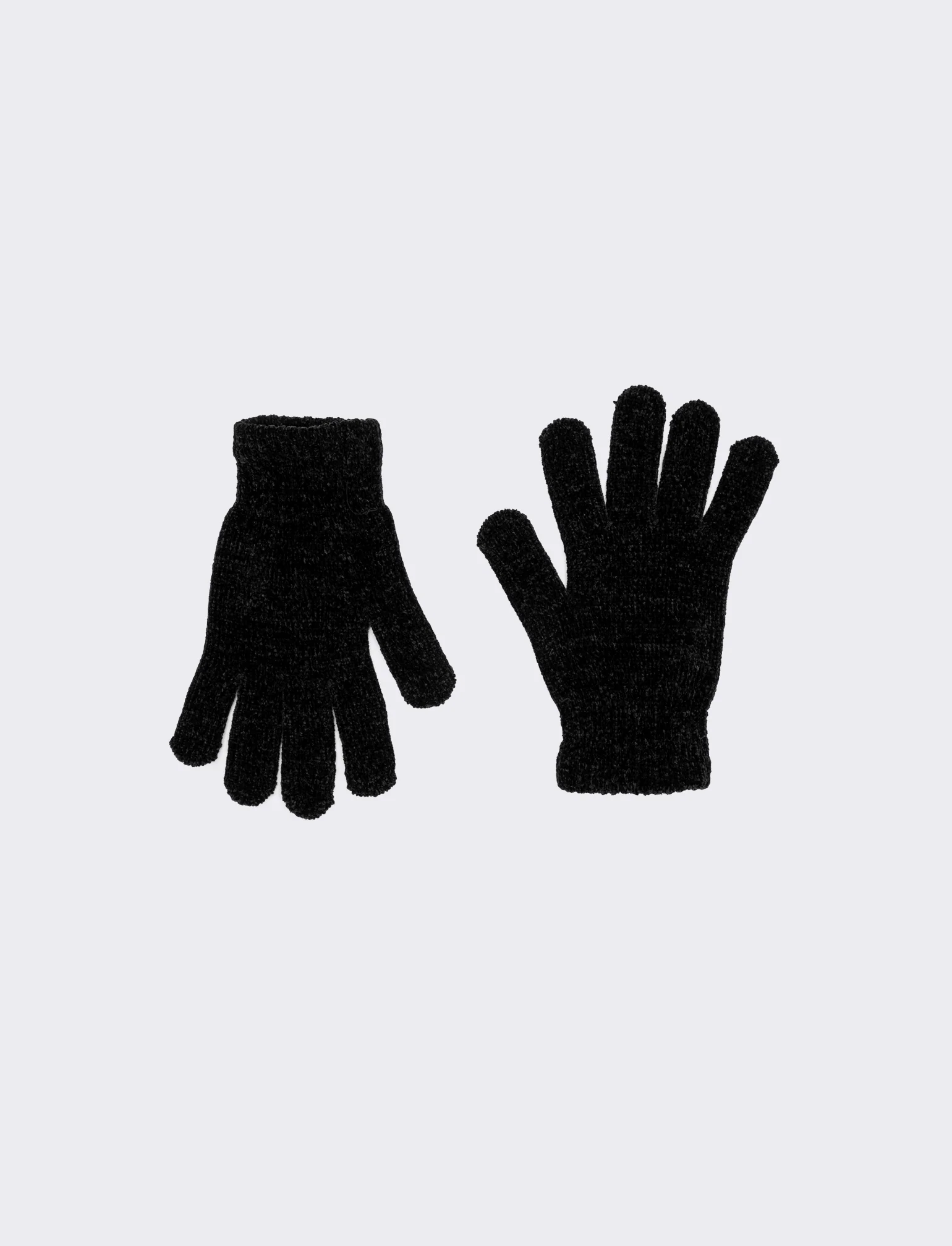 Guanti donna in ciniglia con touch - Nero - Image 2