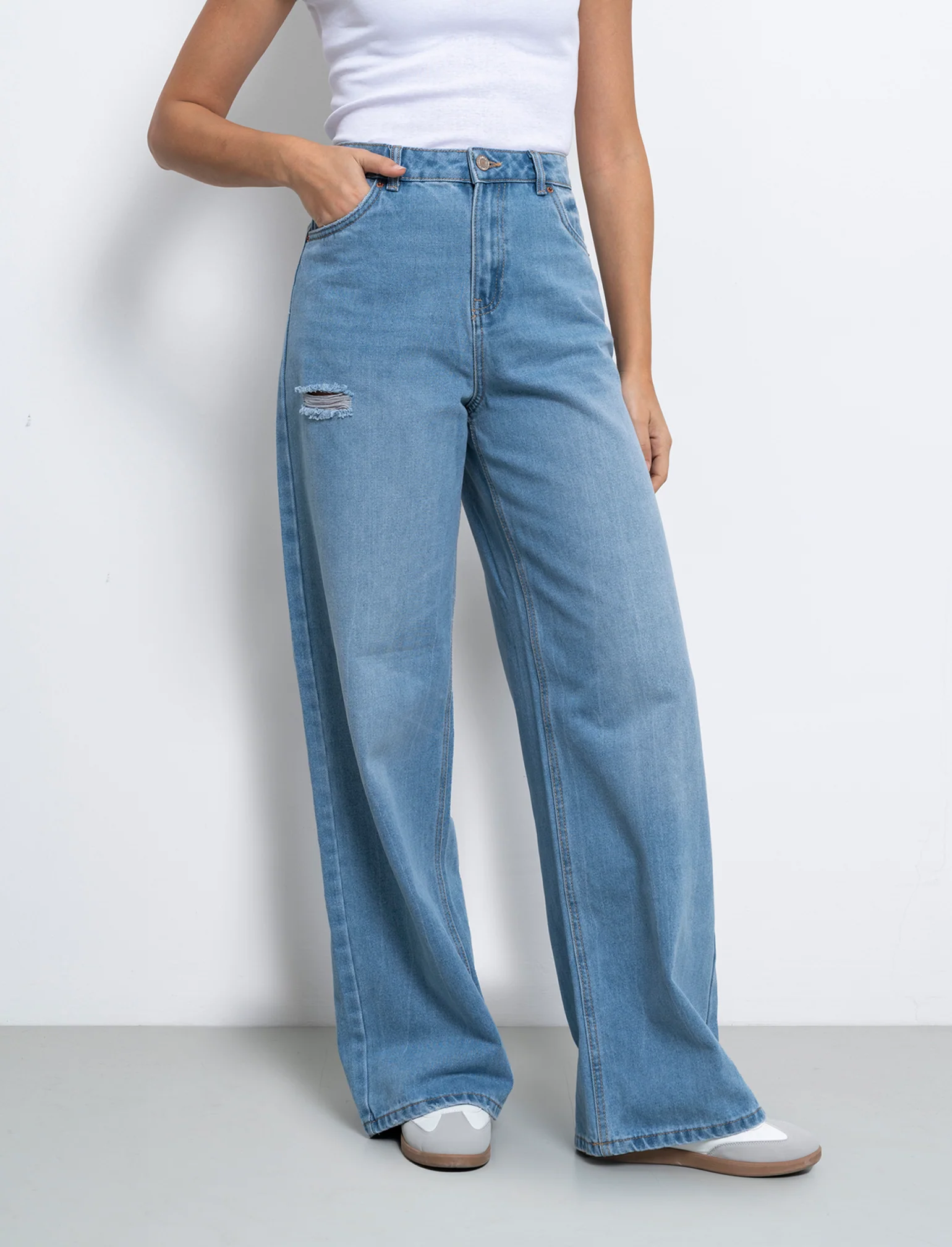Jeans a gamba larga da donna - Denim