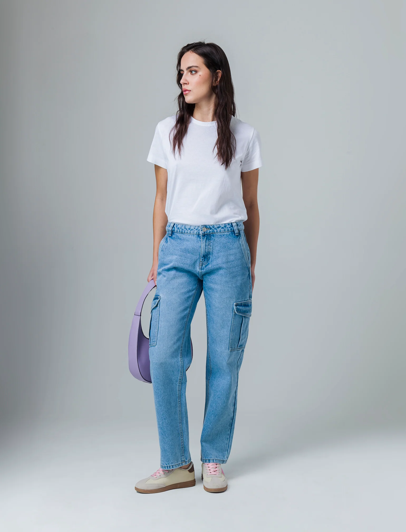 Jeans a gamba larga da donna - Denim - Image 2