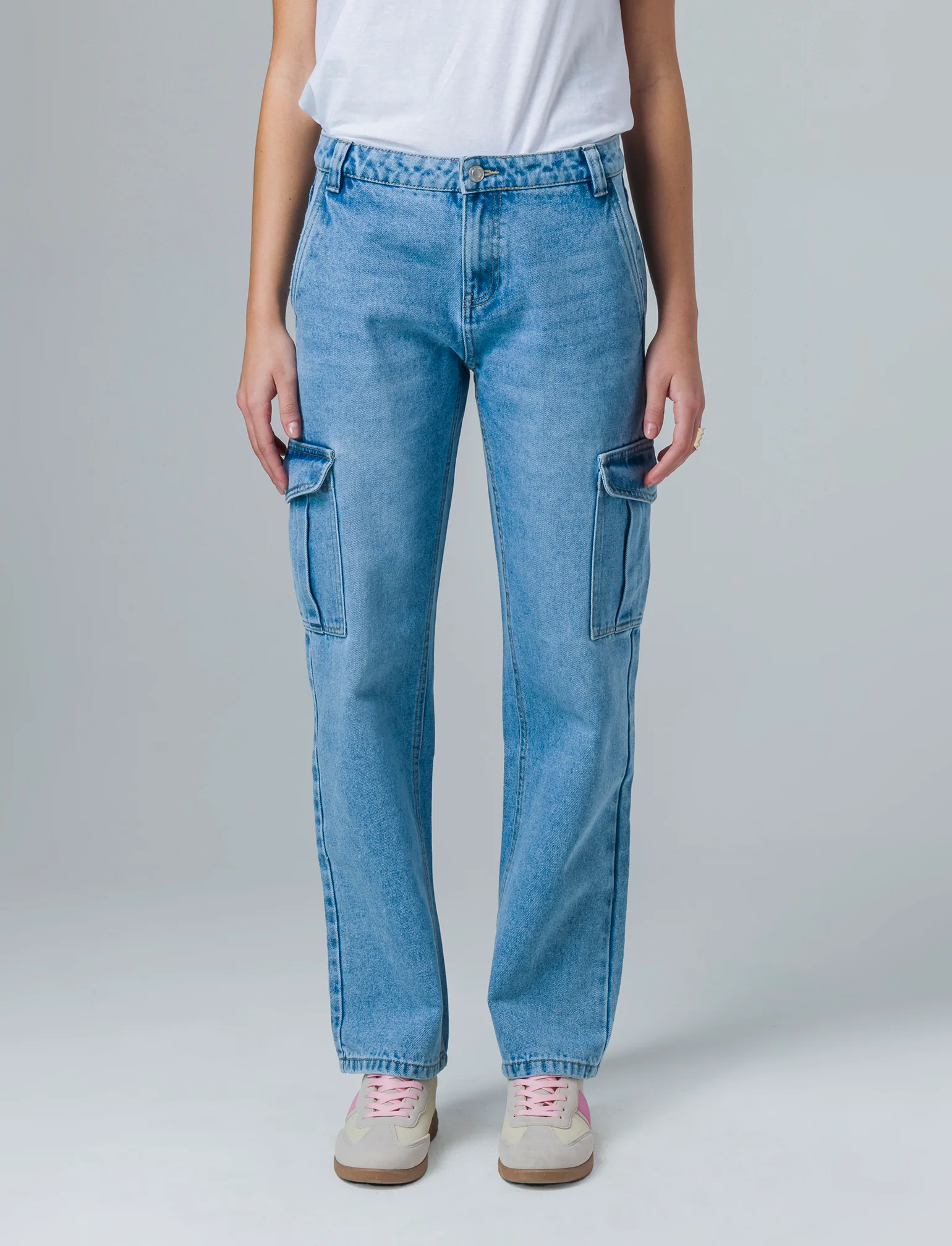 Jeans a gamba larga da donna - Denim - Image 3
