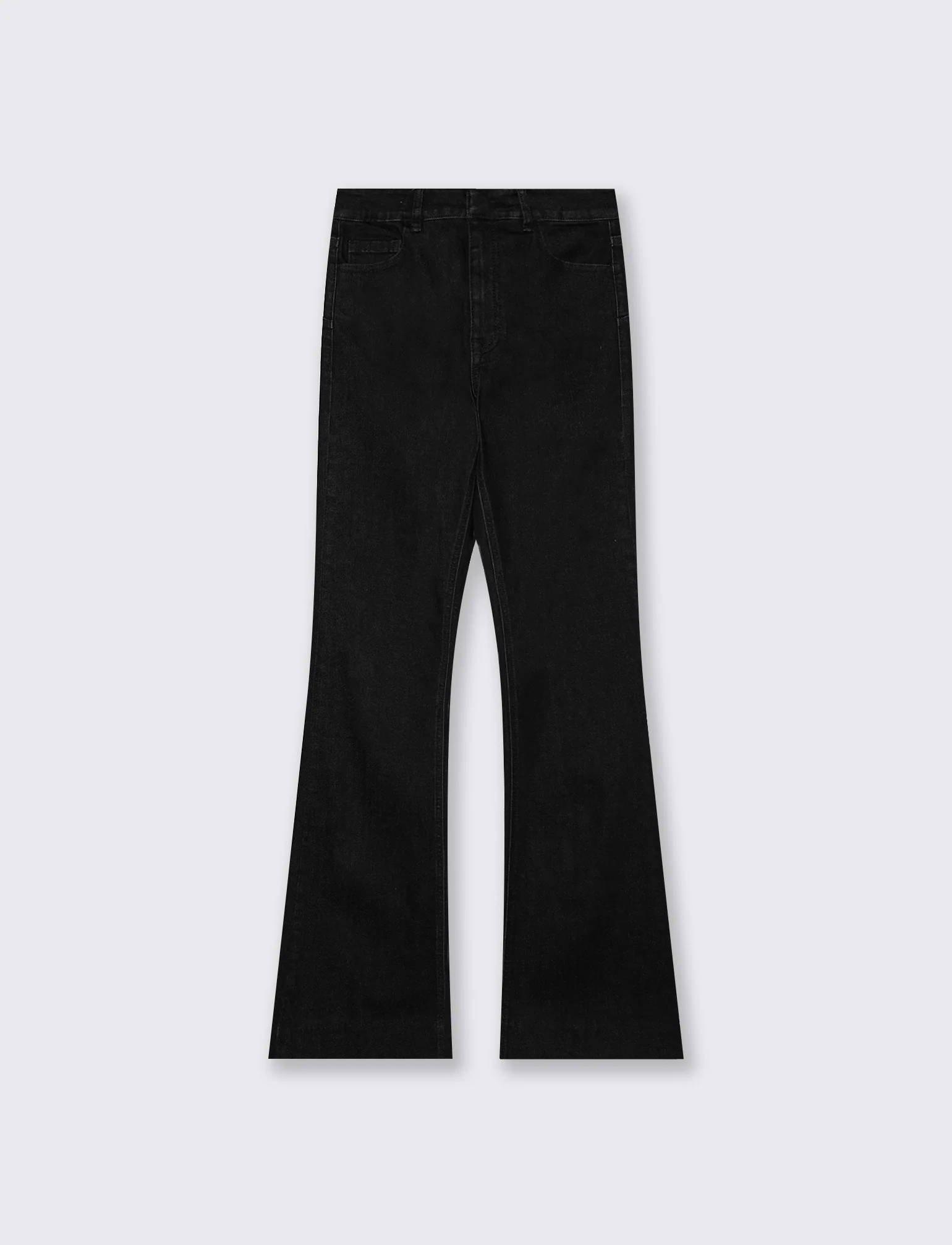 Jeans a Zampa Vita Alta con Tasche - Nero