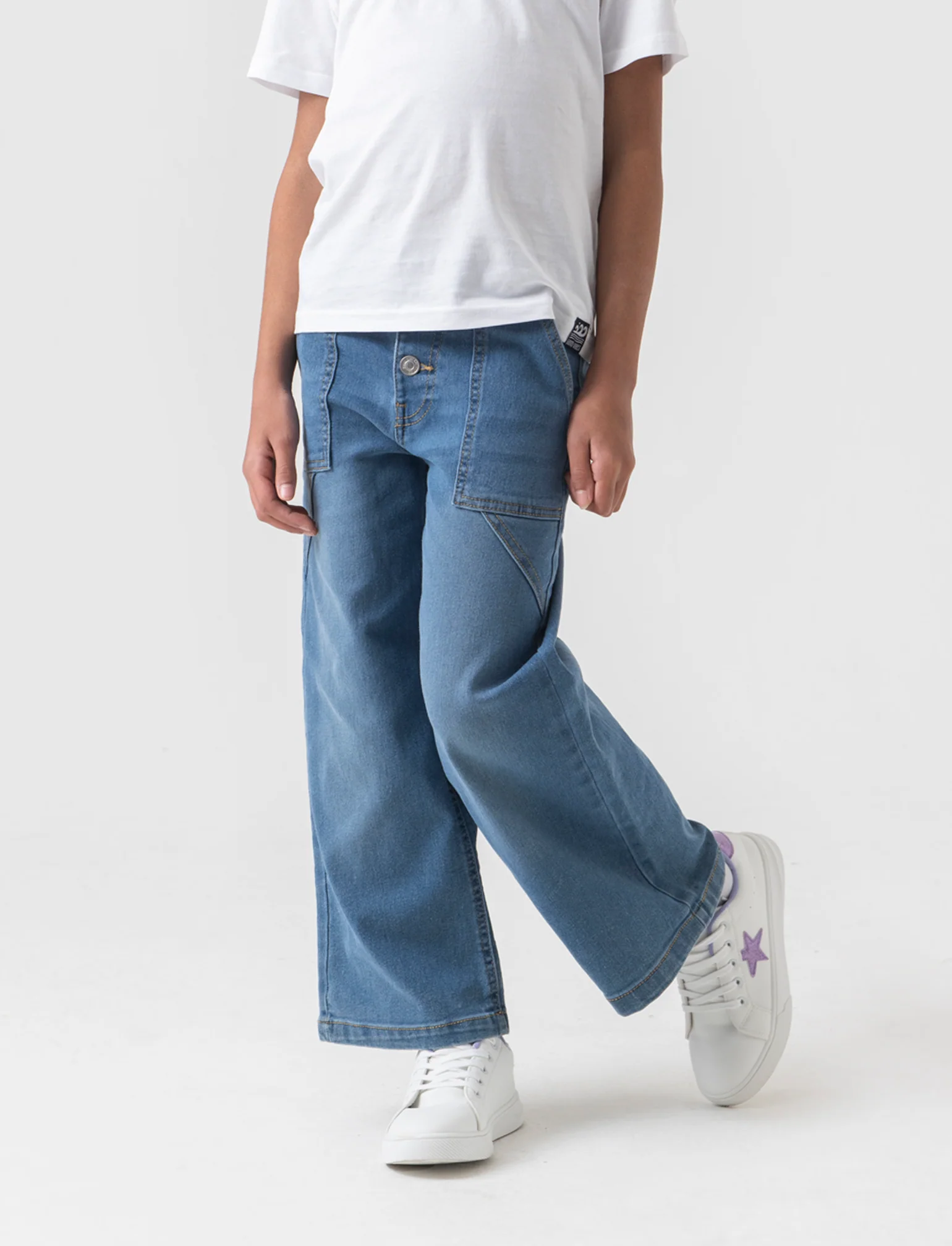 Jeans abbottonatura frontale da bambina - Denim