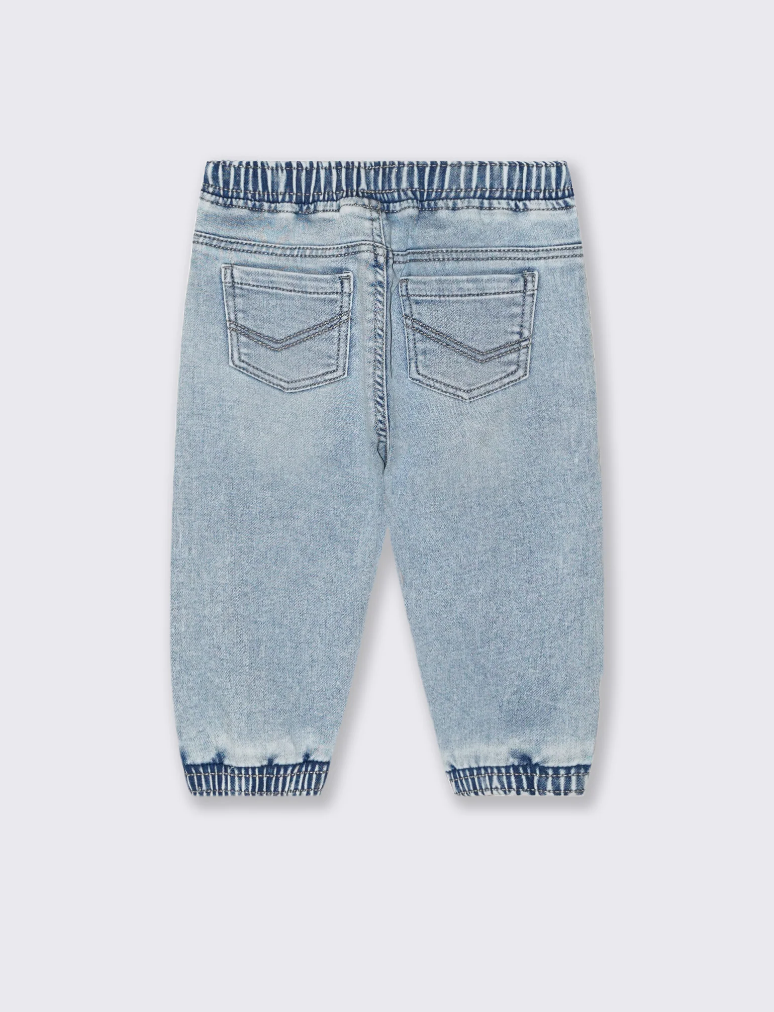 Jeans ampi con coulisse ed elastici - Denim chiaro - Image 2