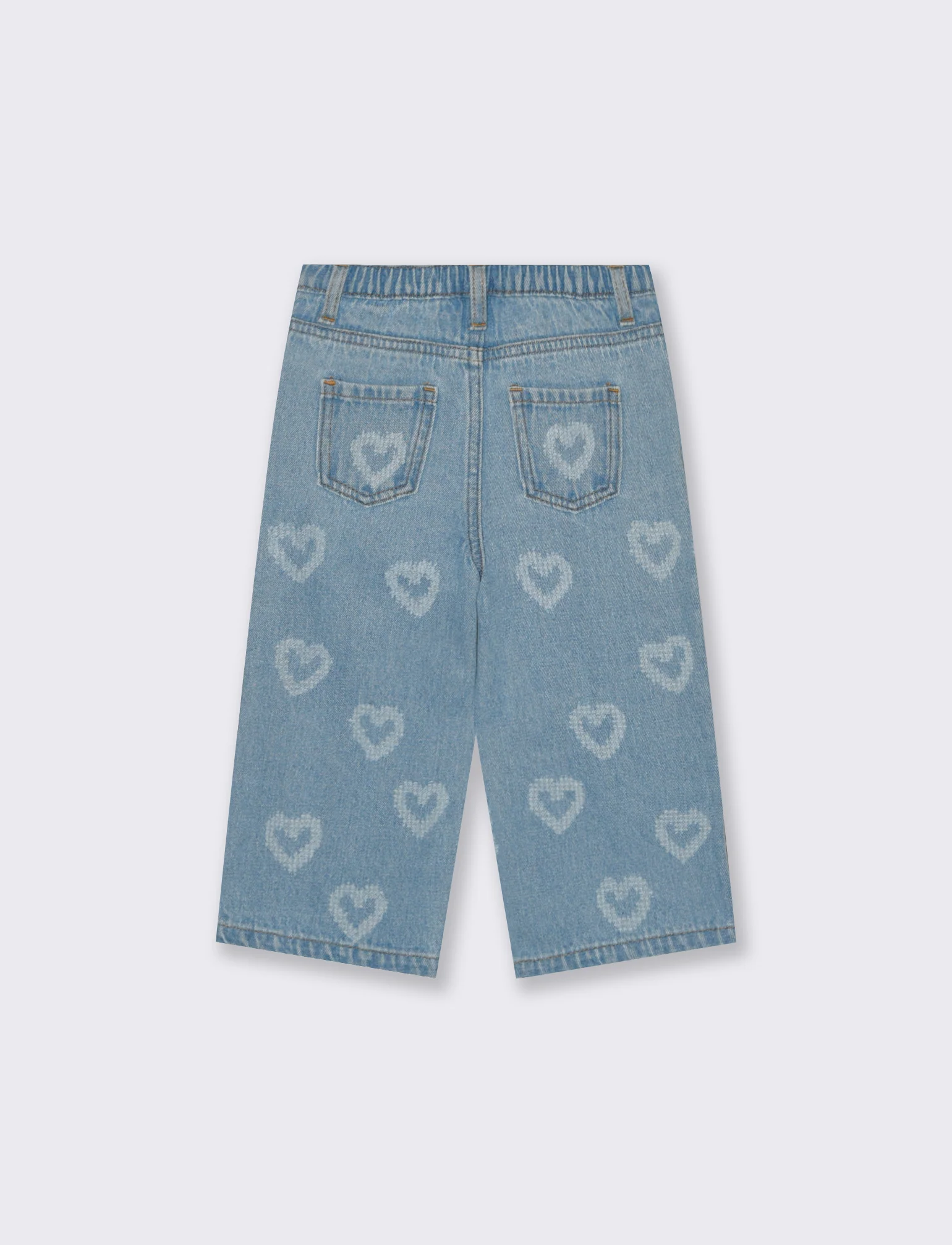 Jeans ampi con cuori in fantasia - Denim - Image 2