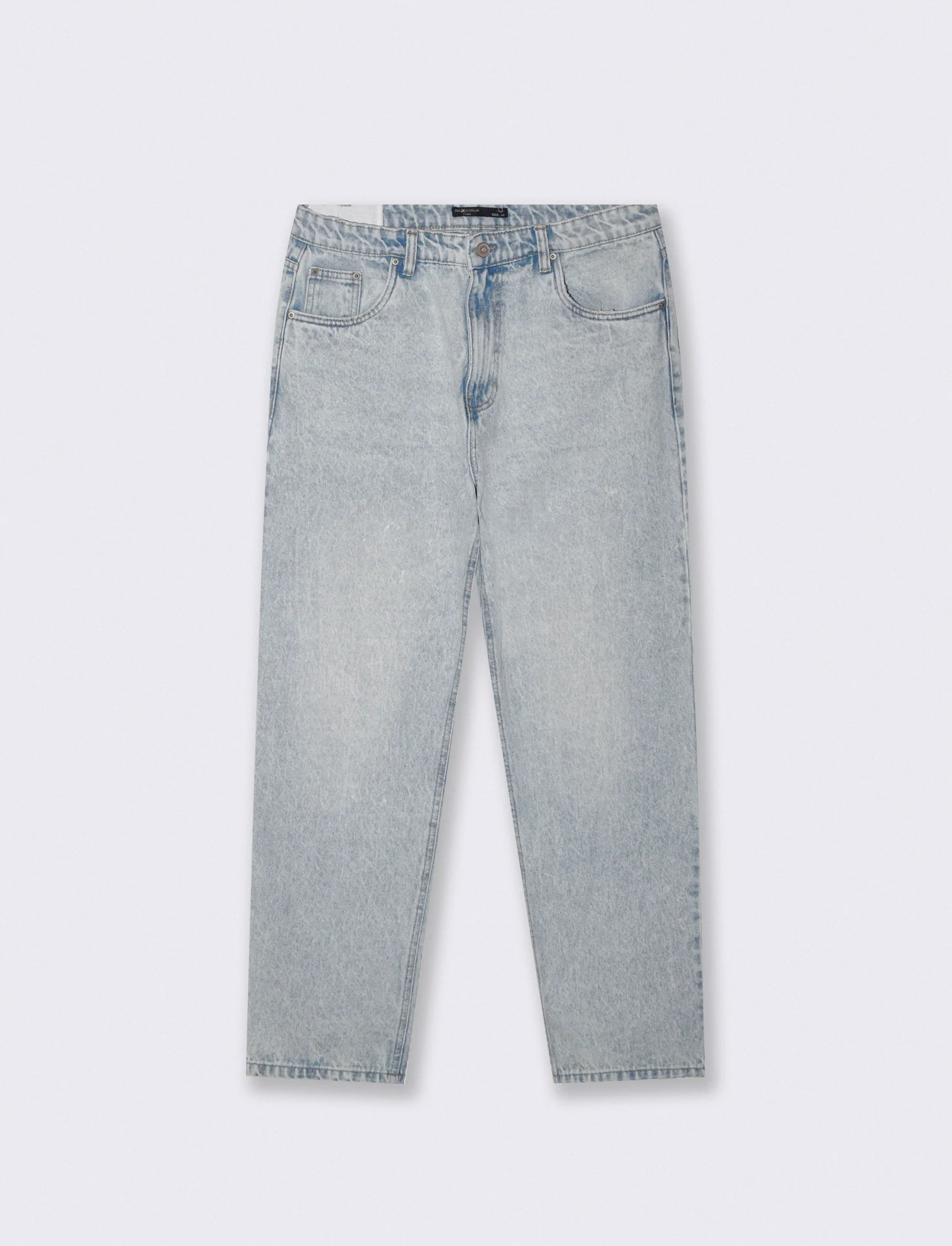 Jeans Baggy Fit Blu Chiaro Effetto Slavato - Denim