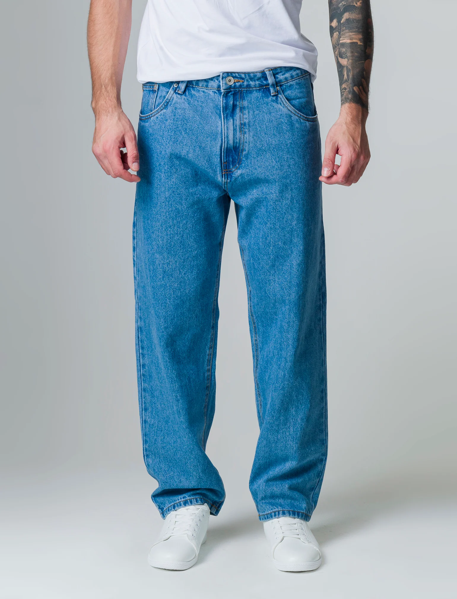 Jeans baggy fit blu medio da uomo - Denim