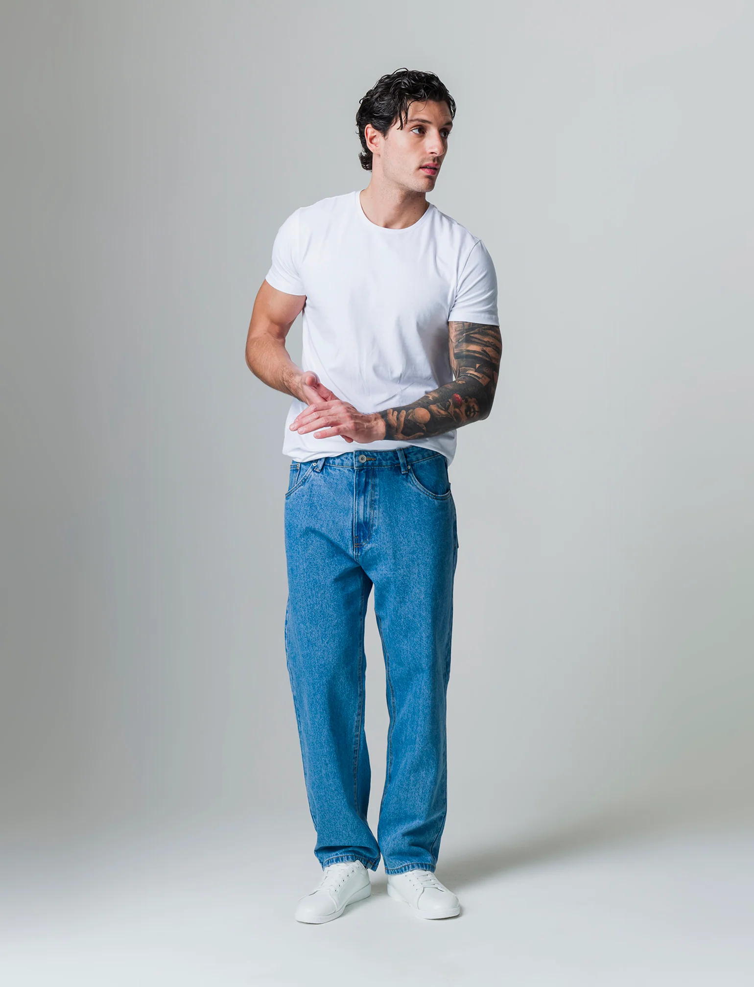 Jeans baggy fit blu medio da uomo - Denim - Image 3