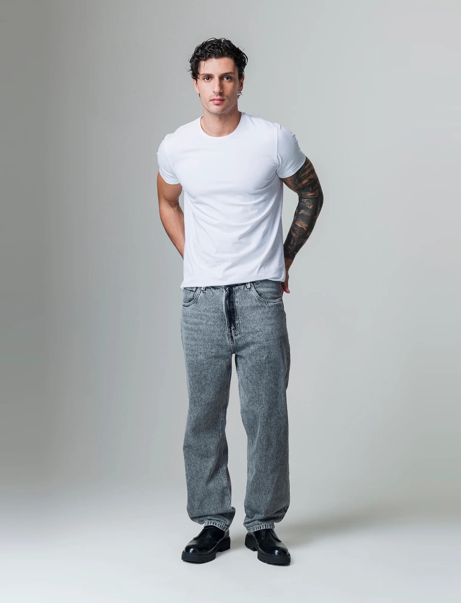 Jeans baggy fit grigio medio da uomo - Denim - Image 3