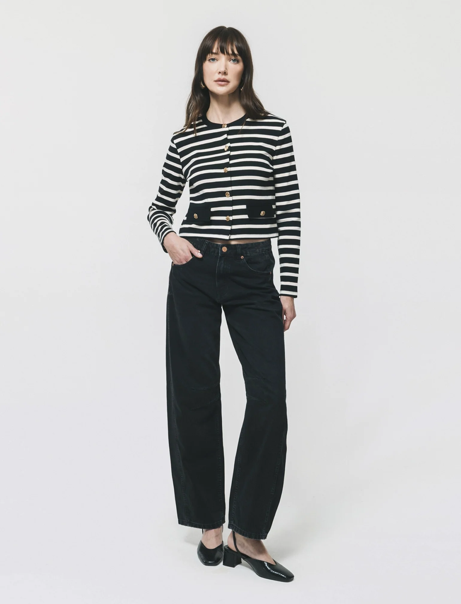 Jeans Ballon Fit con Vita Morbida - Nero