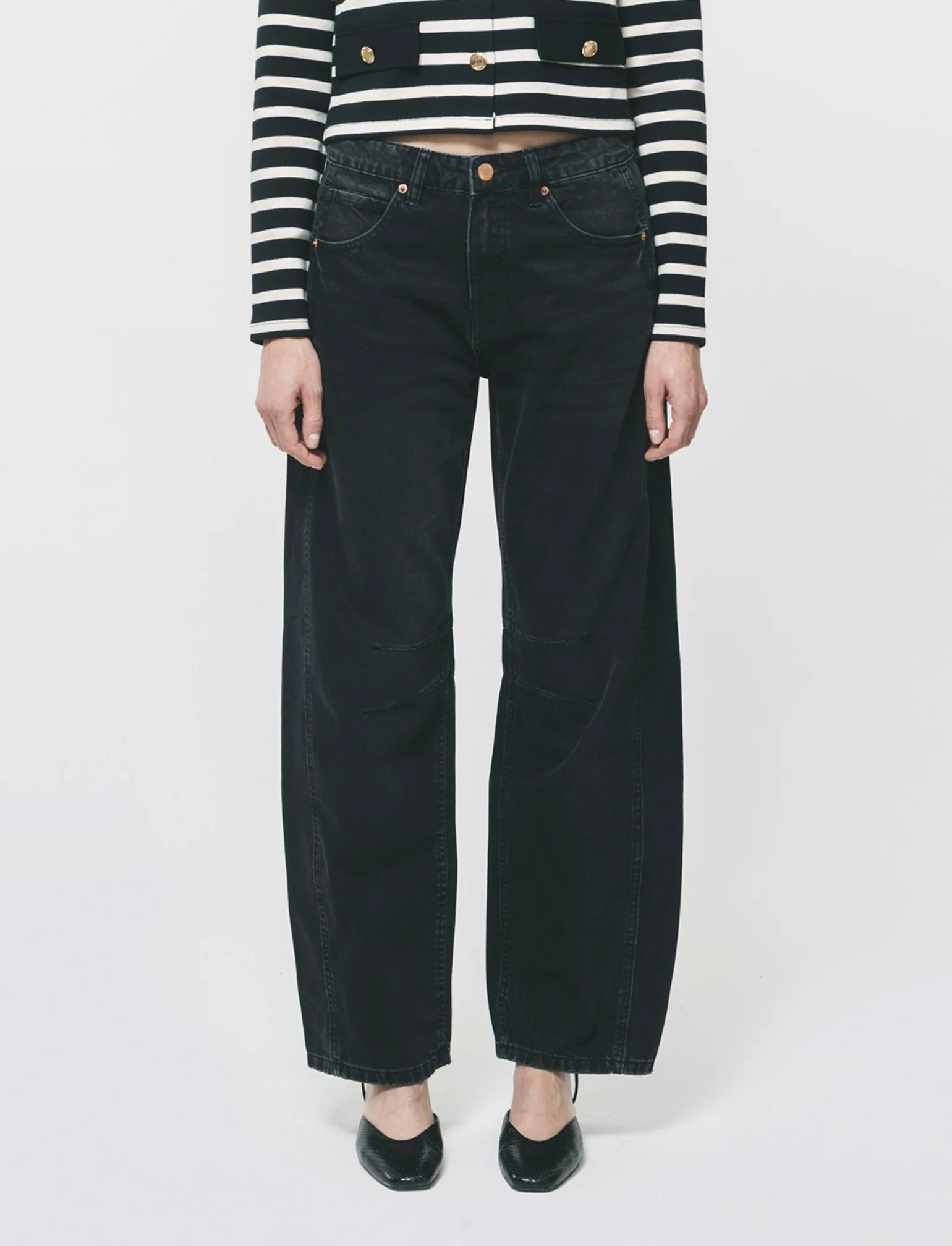 Jeans Ballon Fit con Vita Morbida - Nero - Image 3