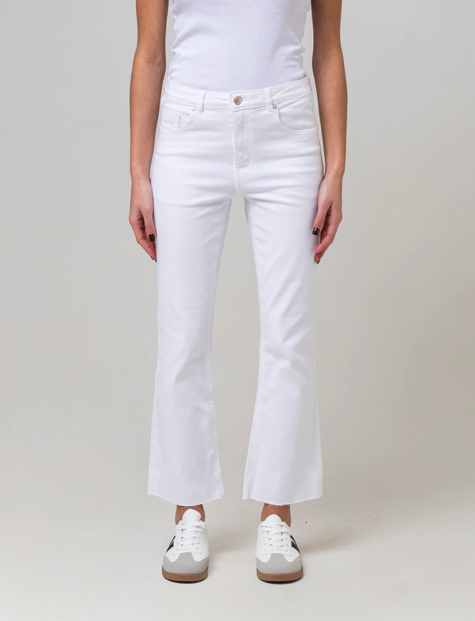 Jeans basico alla caviglia da donna - Bianco - Image 3
