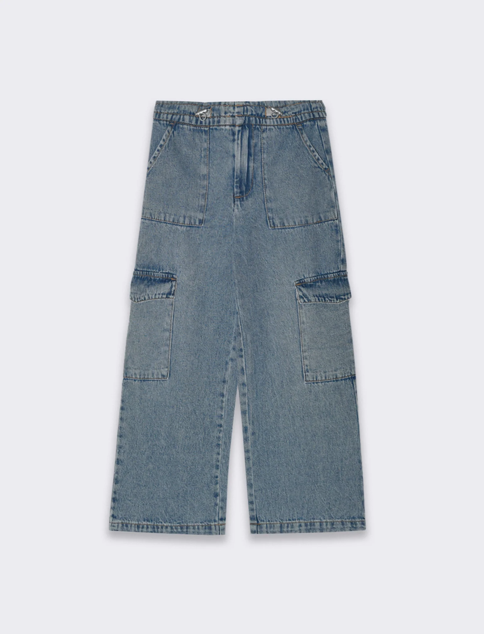 Jeans cargo con tasconi da bambina - Denim - Image 4