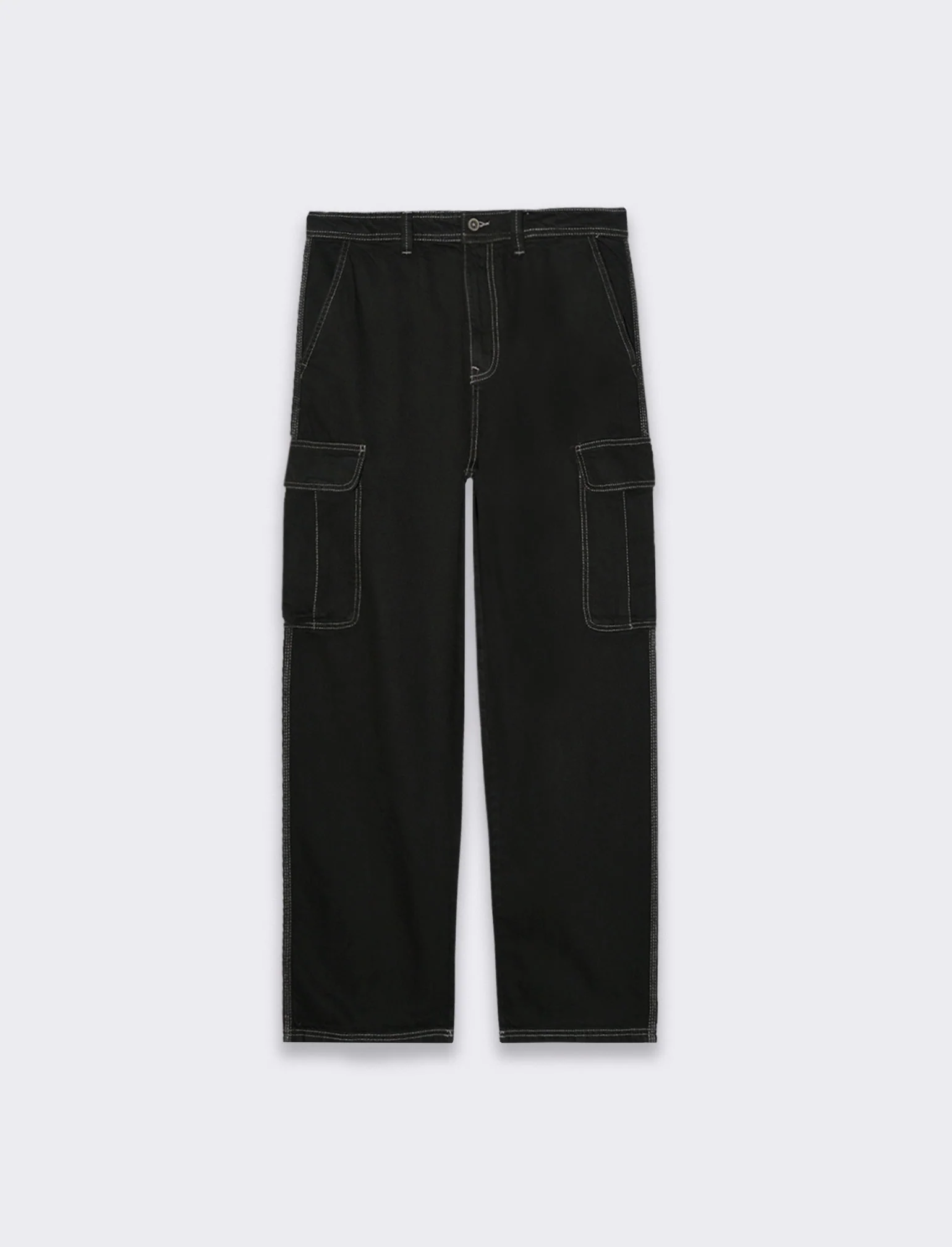 Jeans cargo wide leg fit da uomo - Nero - Image 4
