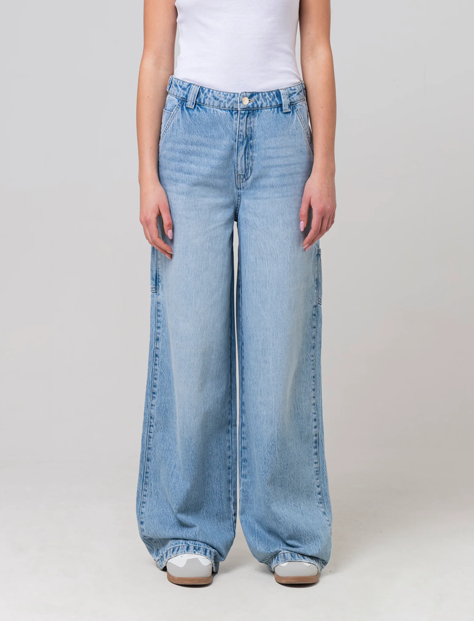 Jeans carpenter con vita regolabile da donna - Denim
