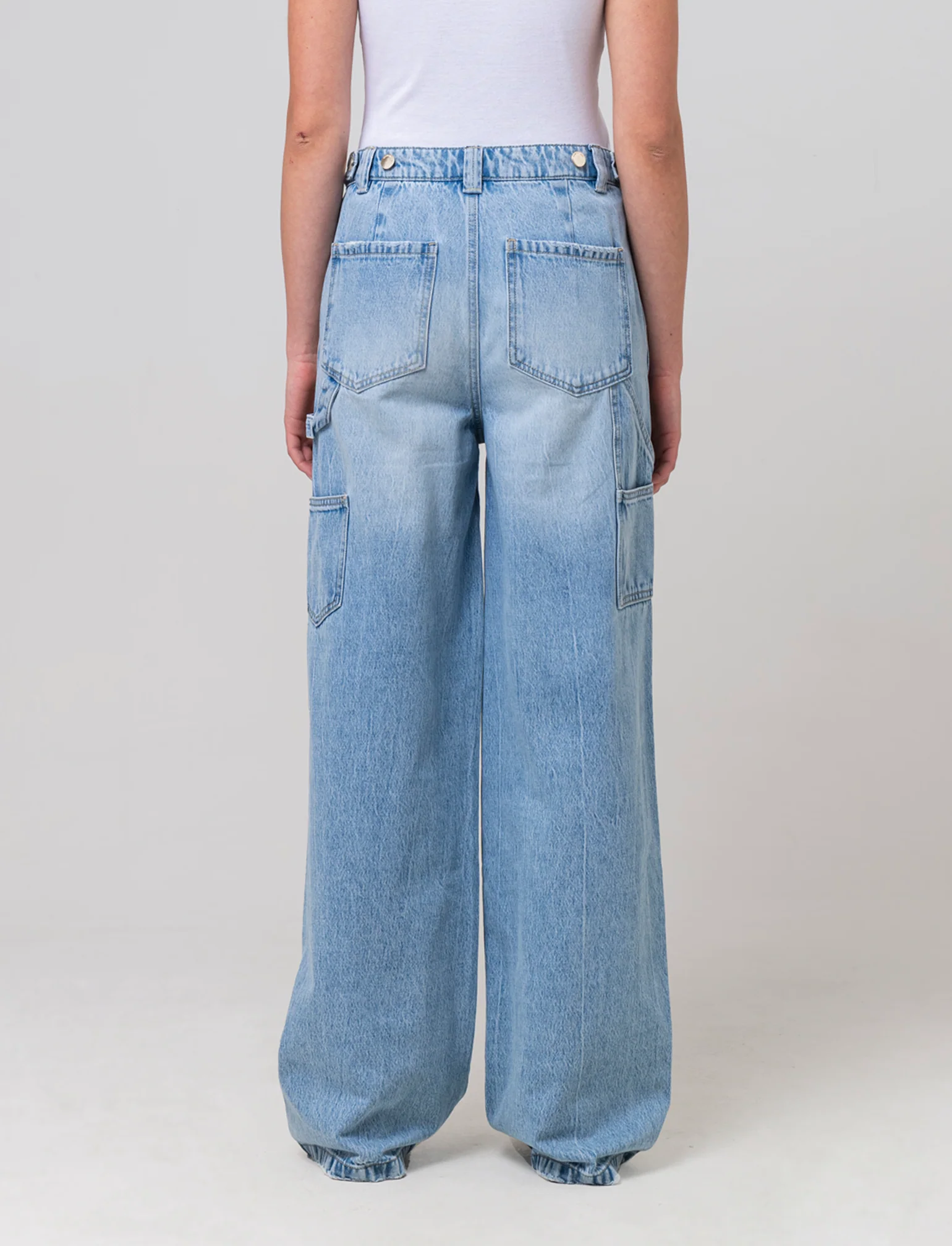 Jeans carpenter con vita regolabile da donna - Denim - Image 2
