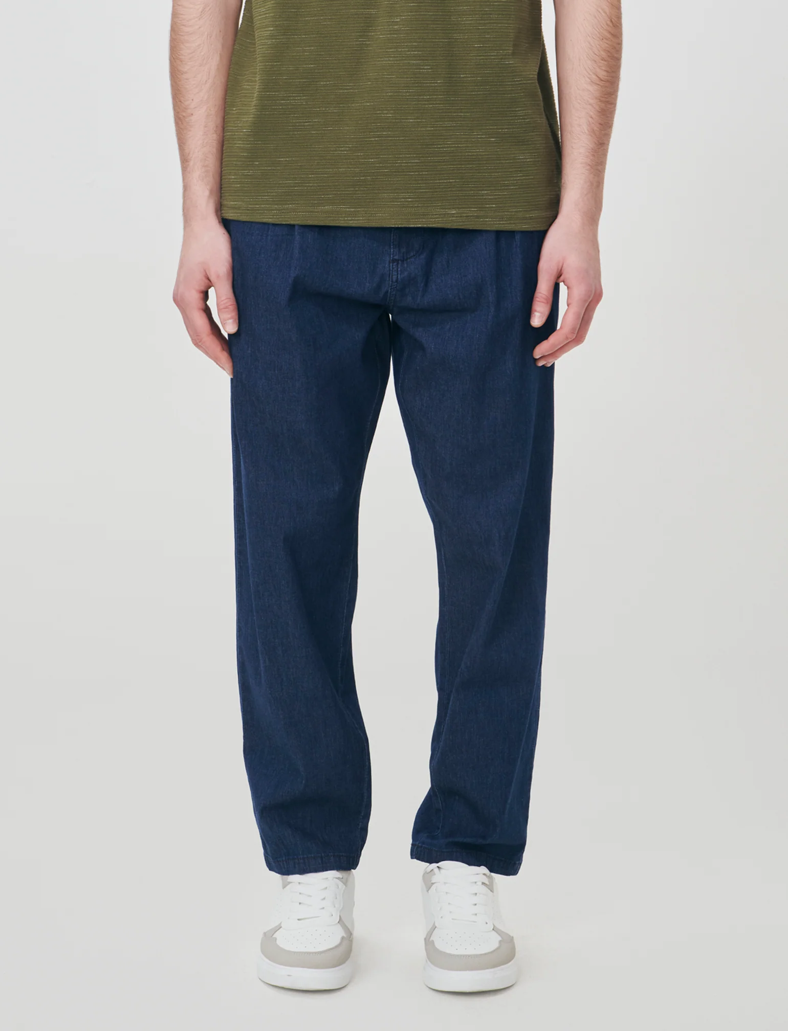Jeans Chino Jogger Blu Scuro Effetto Slavato - Denim - Image 3