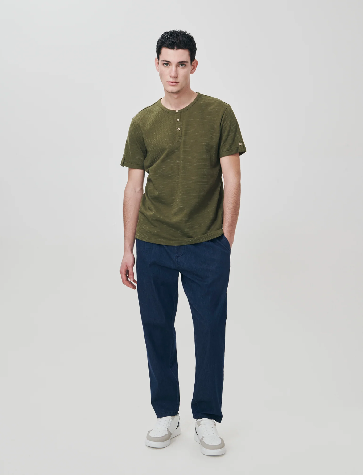Jeans Chino Jogger Blu Scuro Effetto Slavato - Denim - Image 4
