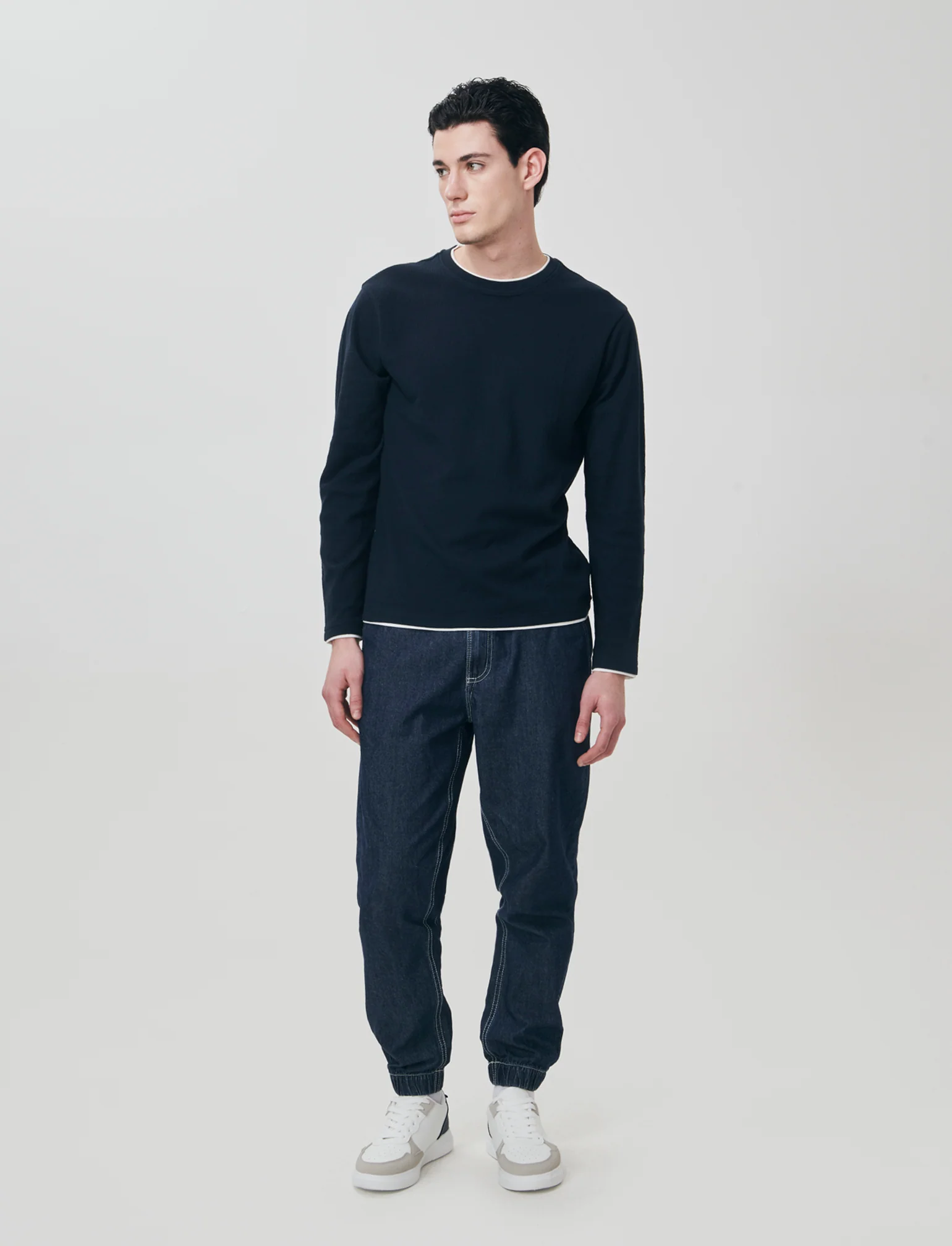 Jeans Chino Jogger Leggero e Slavato - DENIM SCURO - Image 3