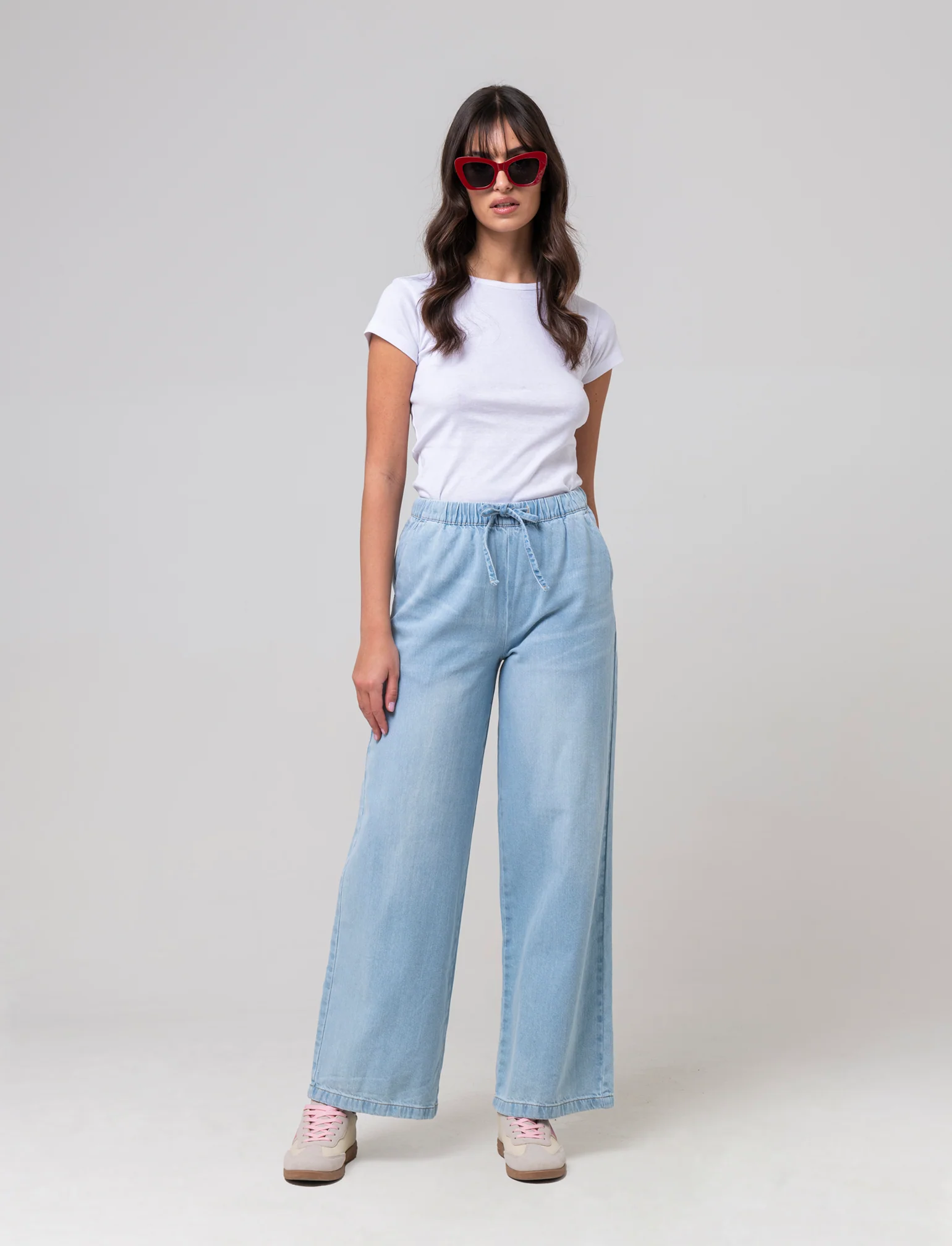 Jeans con coulisse da donna - Denim - Image 3