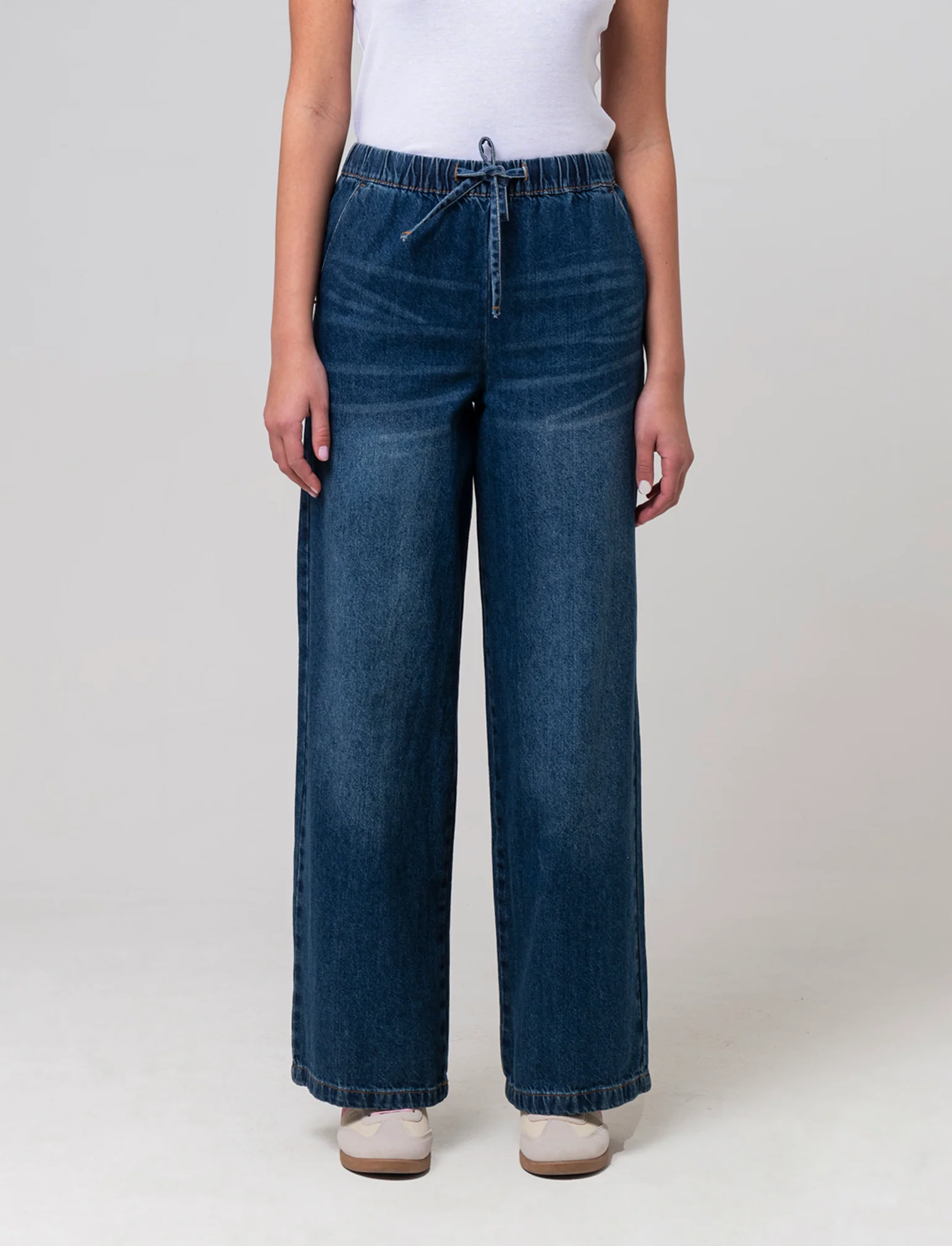 Jeans con coulisse da donna - DENIM SCURO