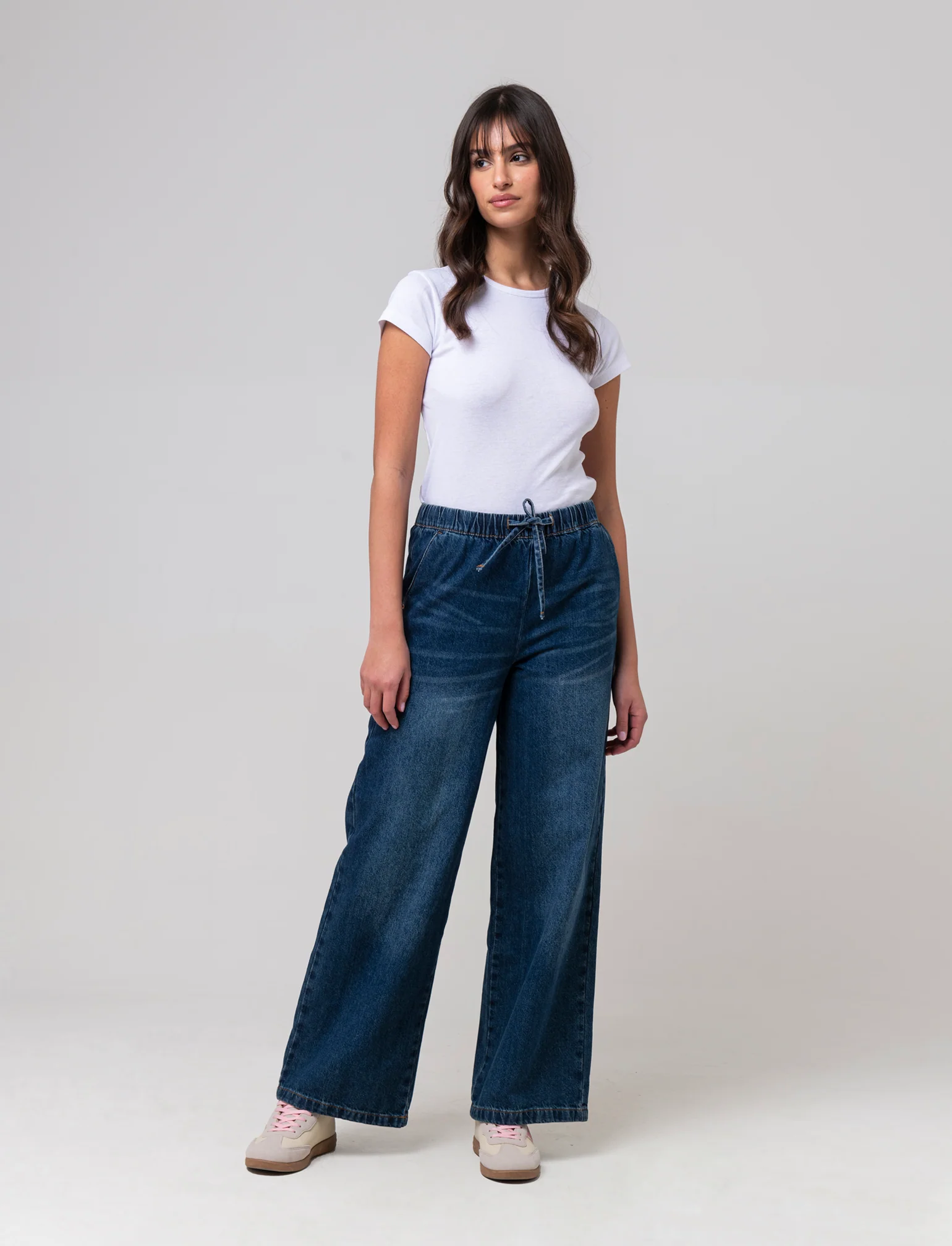 Jeans con coulisse da donna - DENIM SCURO - Image 3