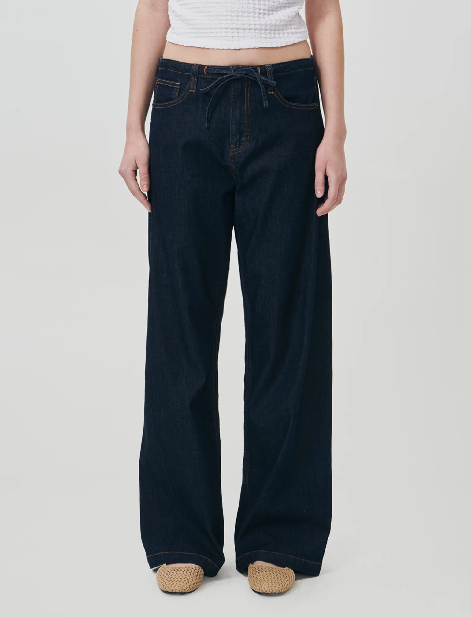 Jeans con Coulisse e Tasche Americane - DENIM SCURO - Image 3