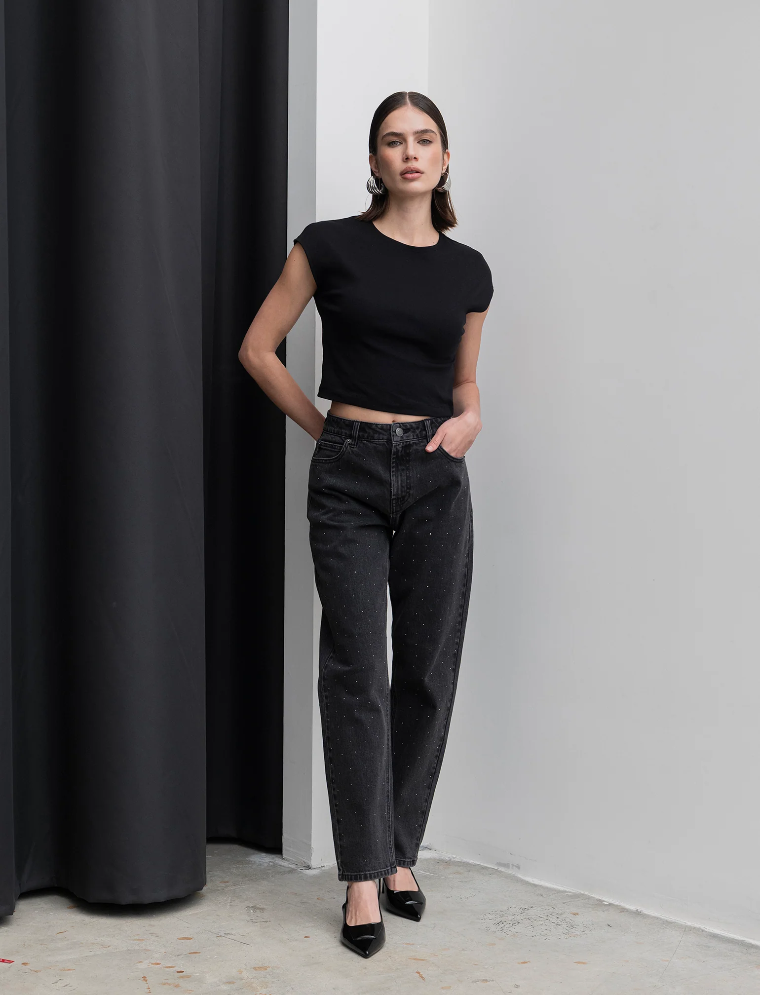 JEANS CON STRASS - Nero - Image 3