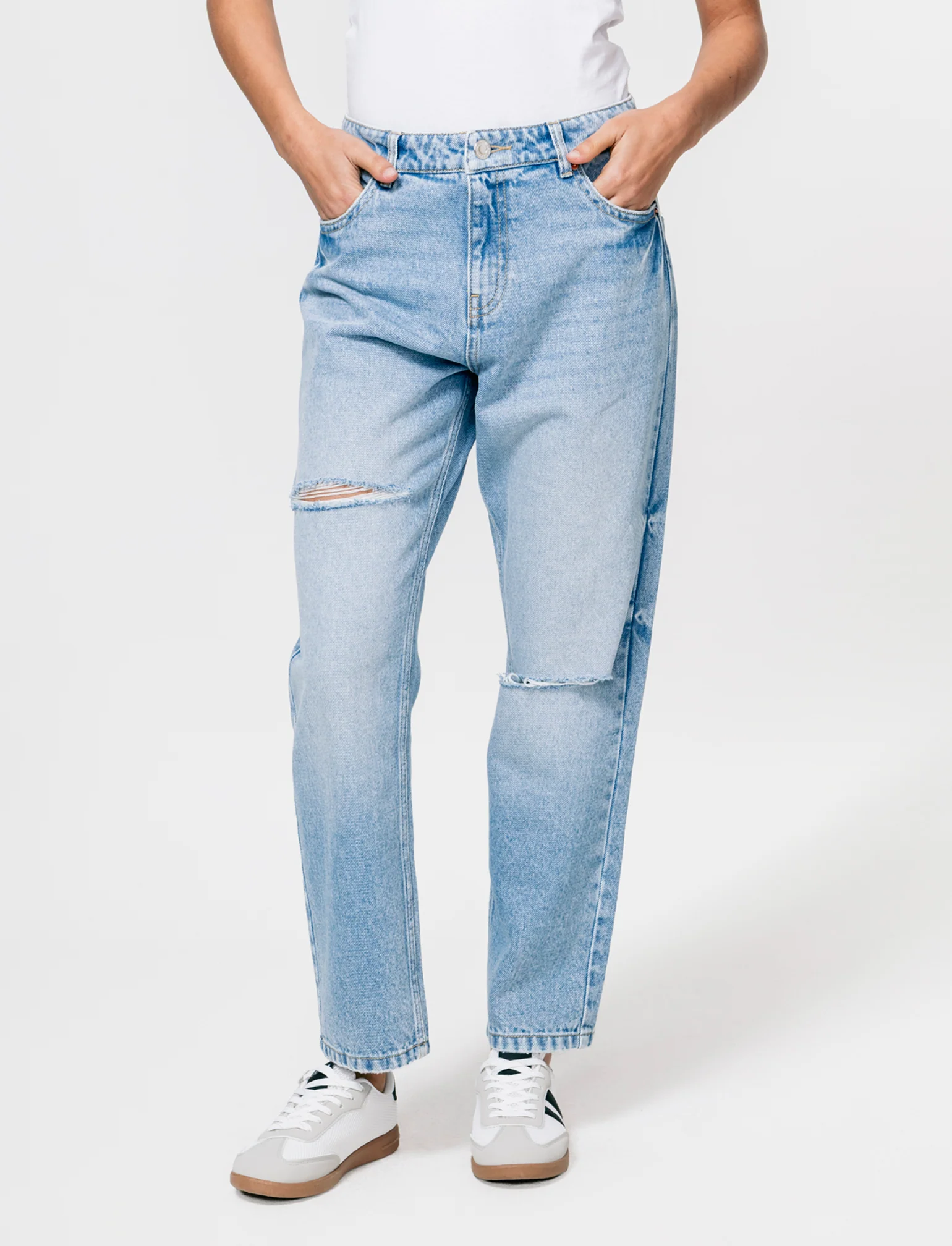 Jeans Crop Vita Alta a Gamba Dritta - Denim - Image 4