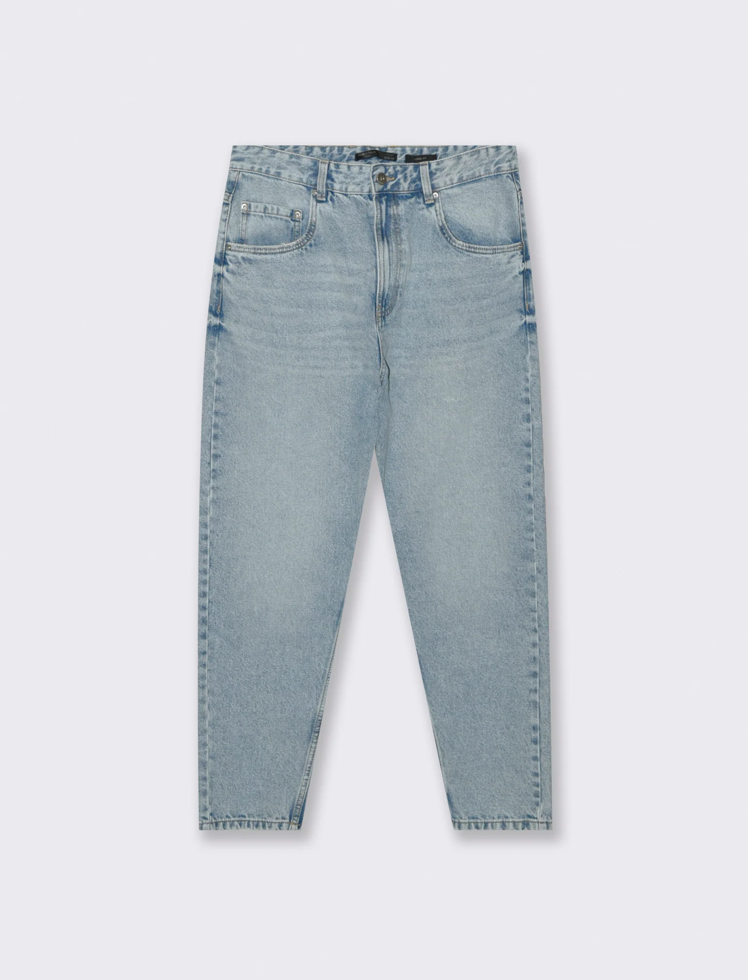 JEANS DENIM CHIARO LOOSE FIT CON ABRASIONI - Denim chiaro