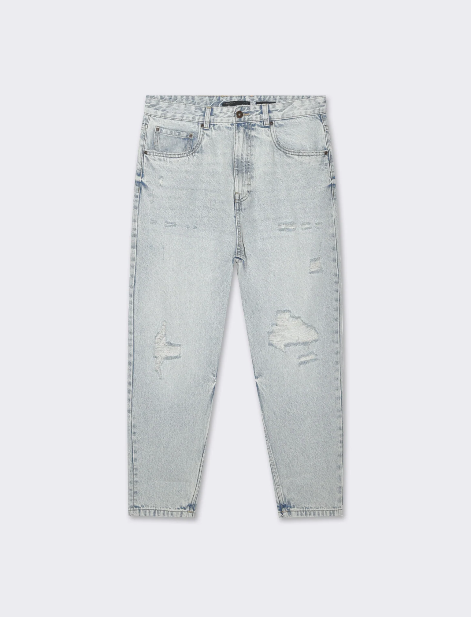 Jeans denim chiaro loose fit con strappi da uomo - Denim chiaro - Image 4
