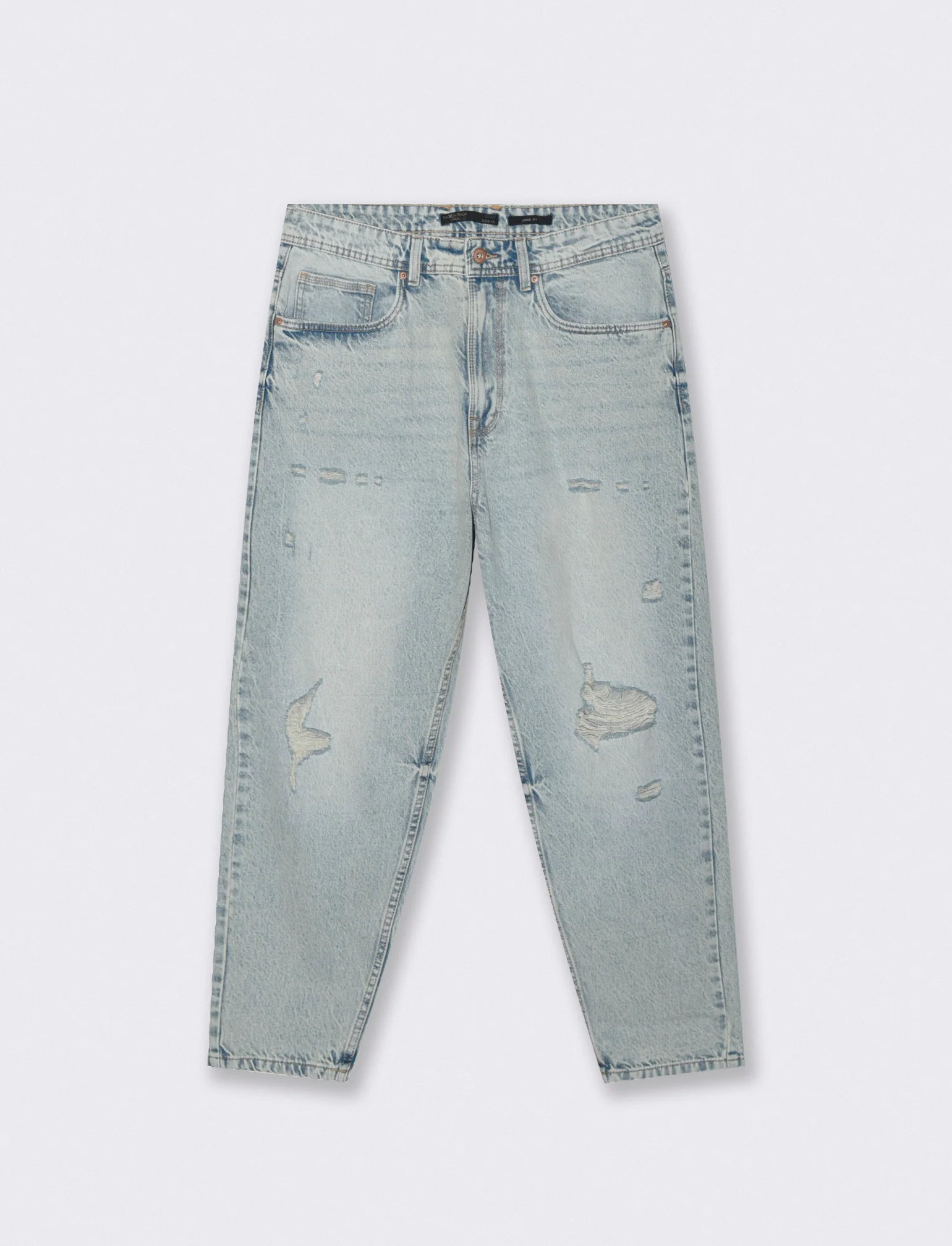 Jeans denim chiaro loose fit con strappi - Denim chiaro