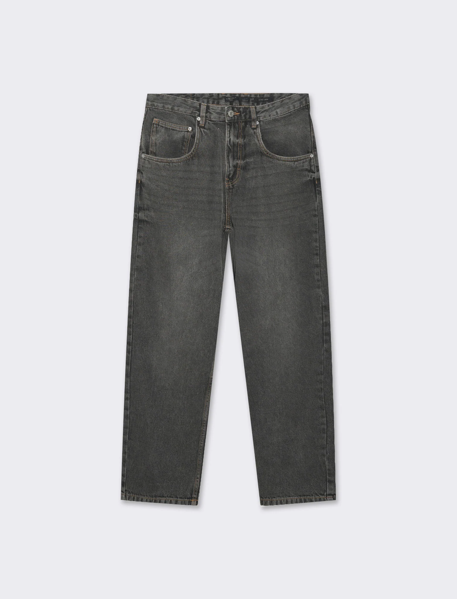 Jeans denim grigio extra loose fit da uomo - Grigio - Image 4
