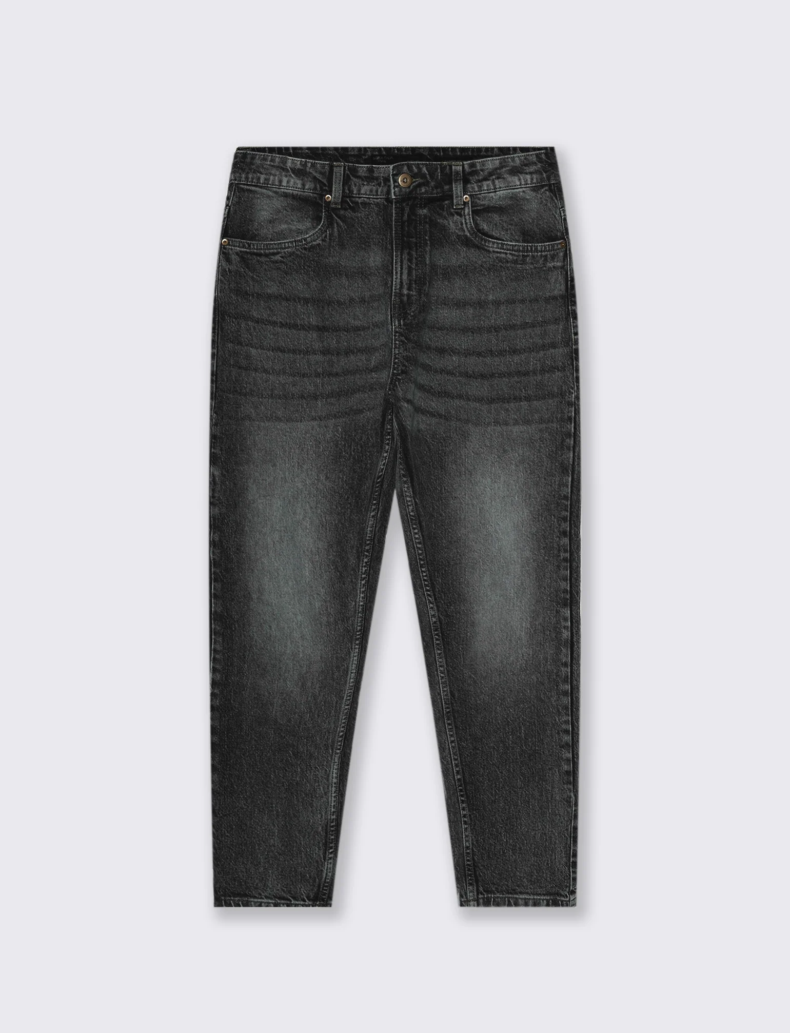 JEANS DENIM NERO LOOSE FIT CON ABRASIONI - Nero