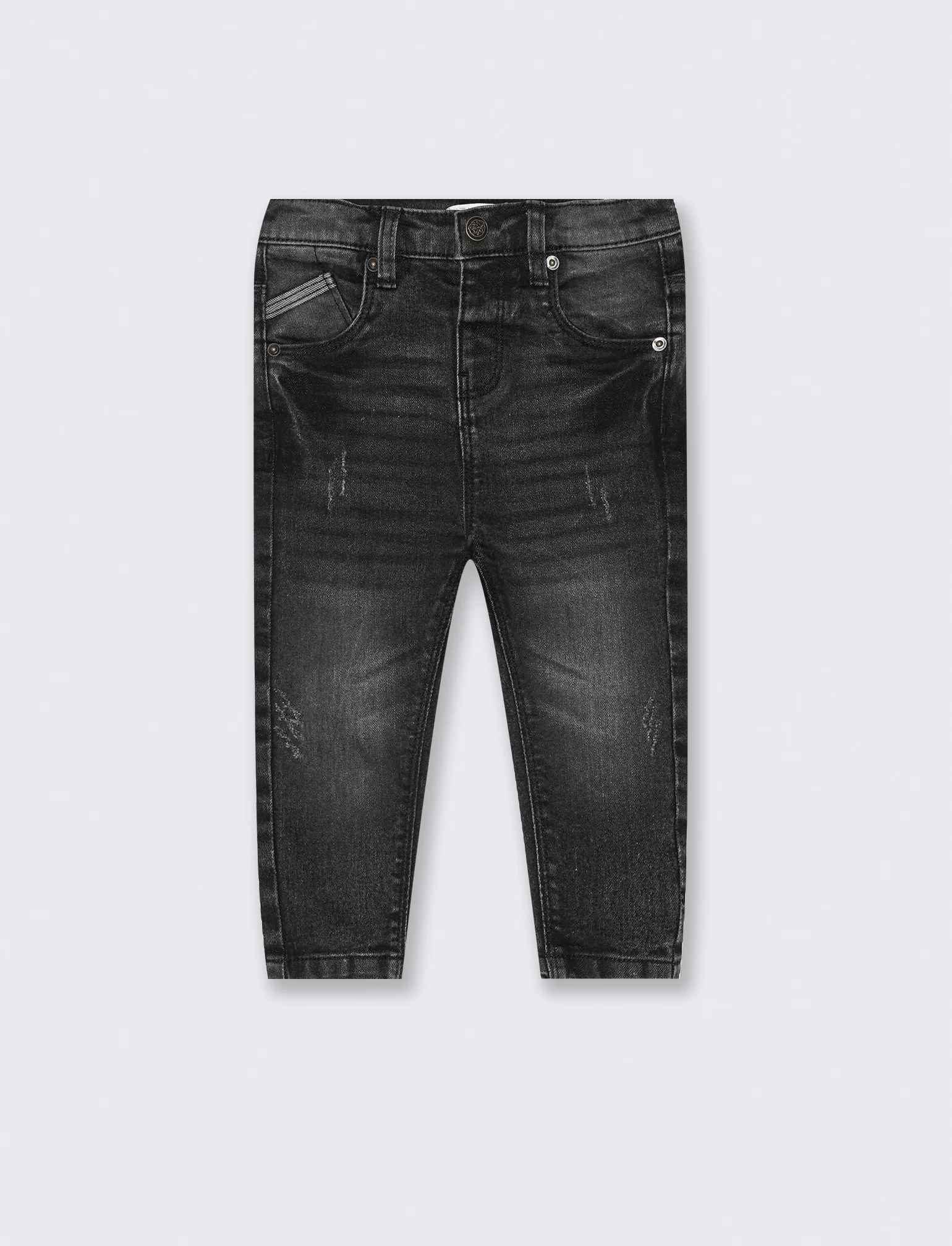 Jeans elastico con rotture - Nero